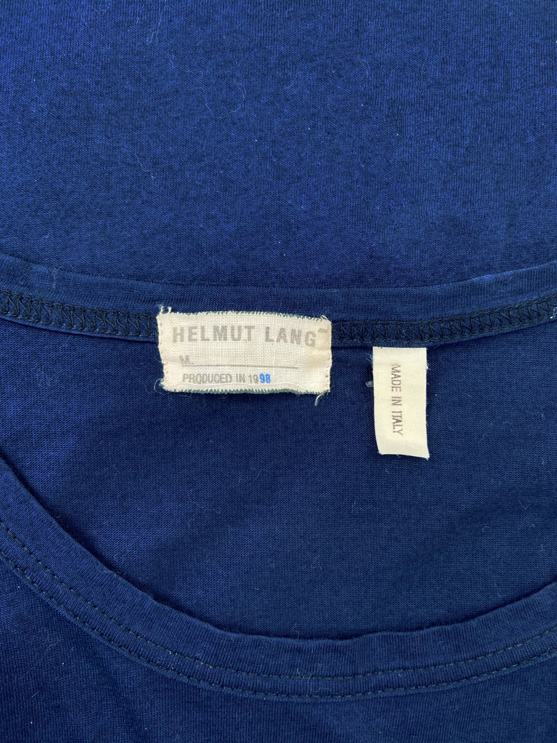 AW98 Helmut Lang Cut Out Navy Blue Longsleeve Shirt