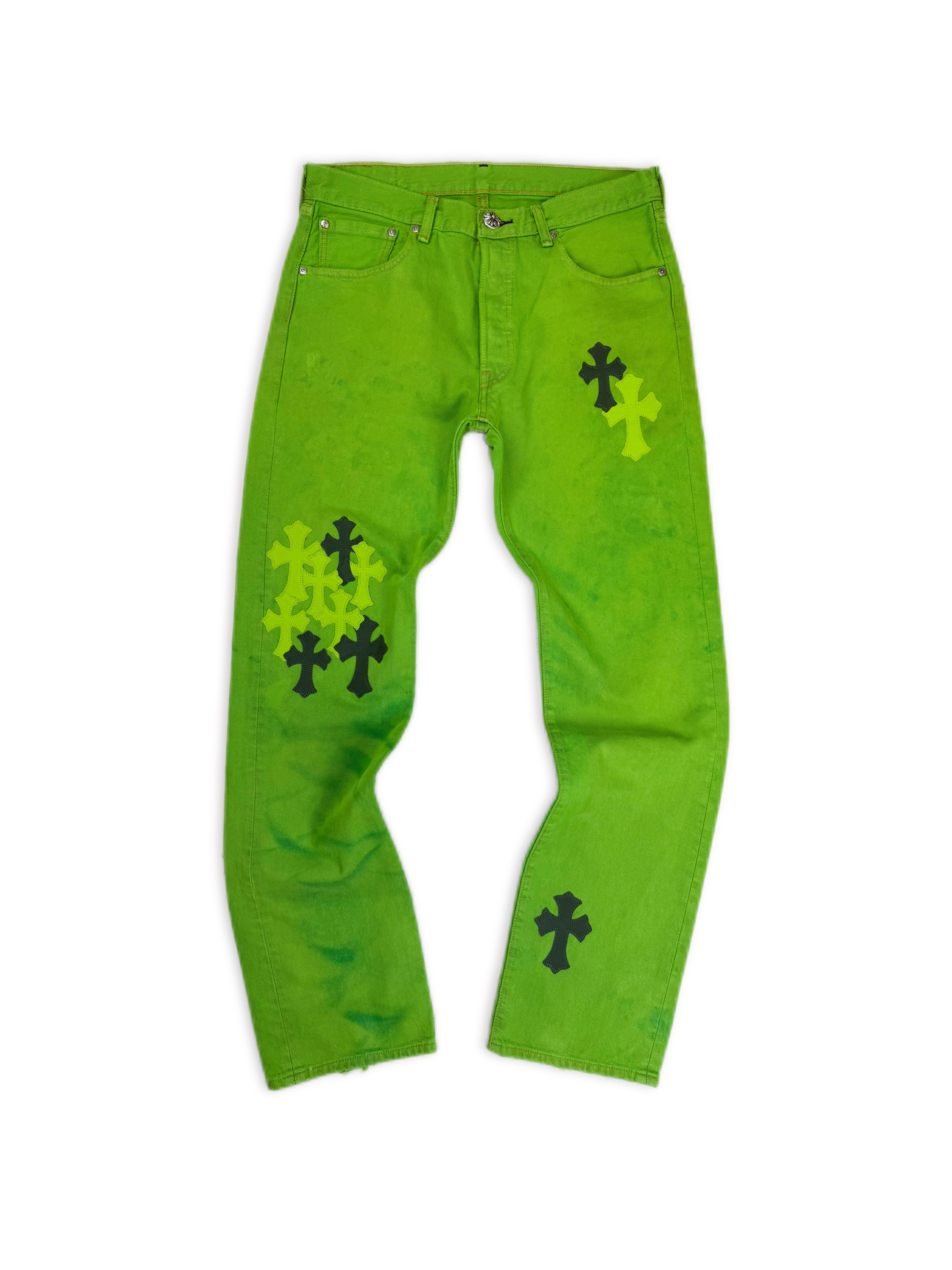 Chrome Hearts Flooded 26 Cross Patch Lime Green Levi’s 501 Jeans