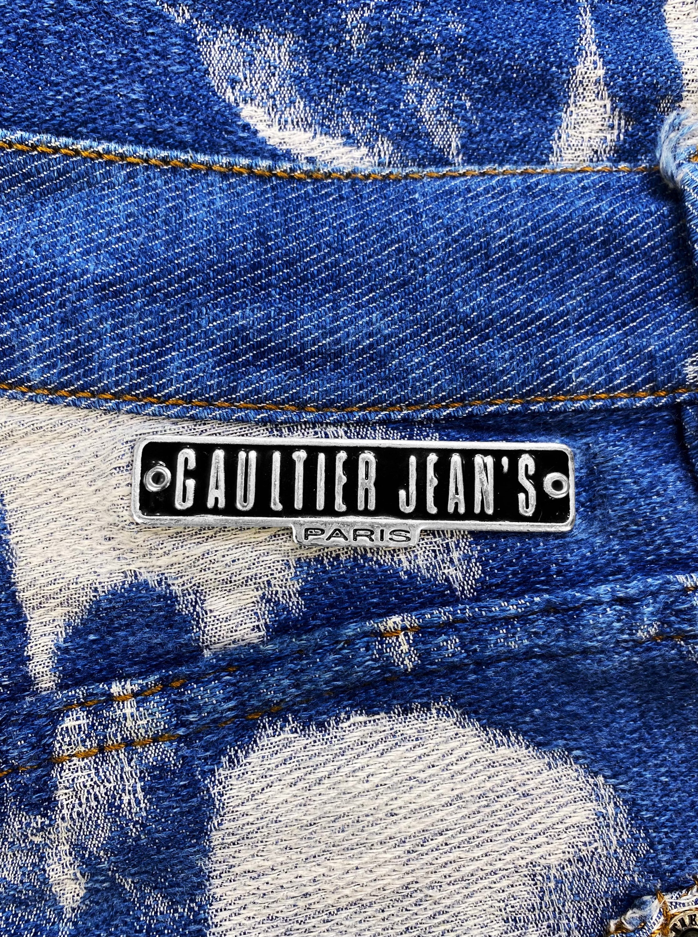 AW92 Jean Paul Gaultier “Faces” Jacquard Woven Denim Jeans