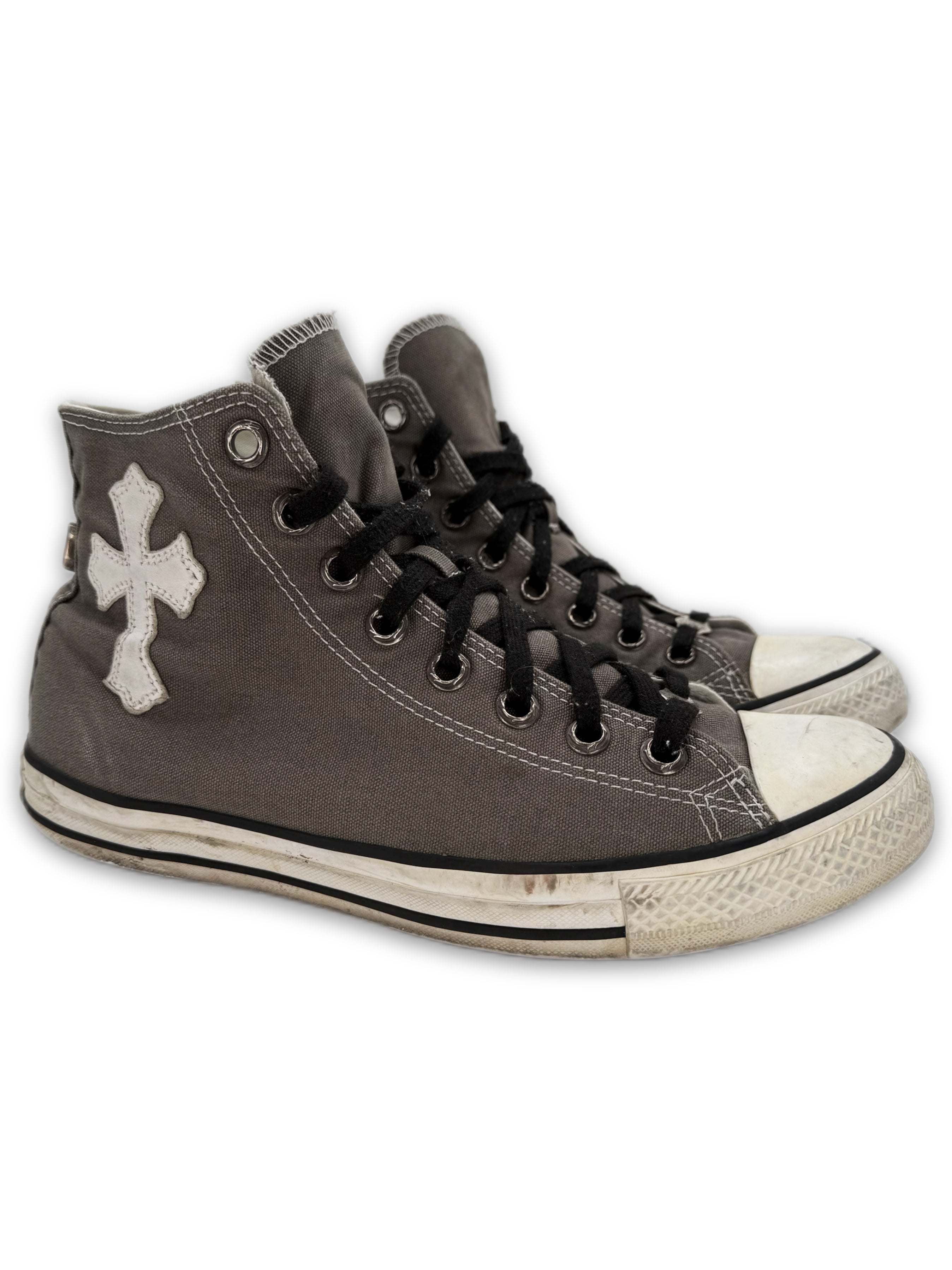 Chrome Hearts Leather Cross Patch Dagger Hi-top Converse Sneakers