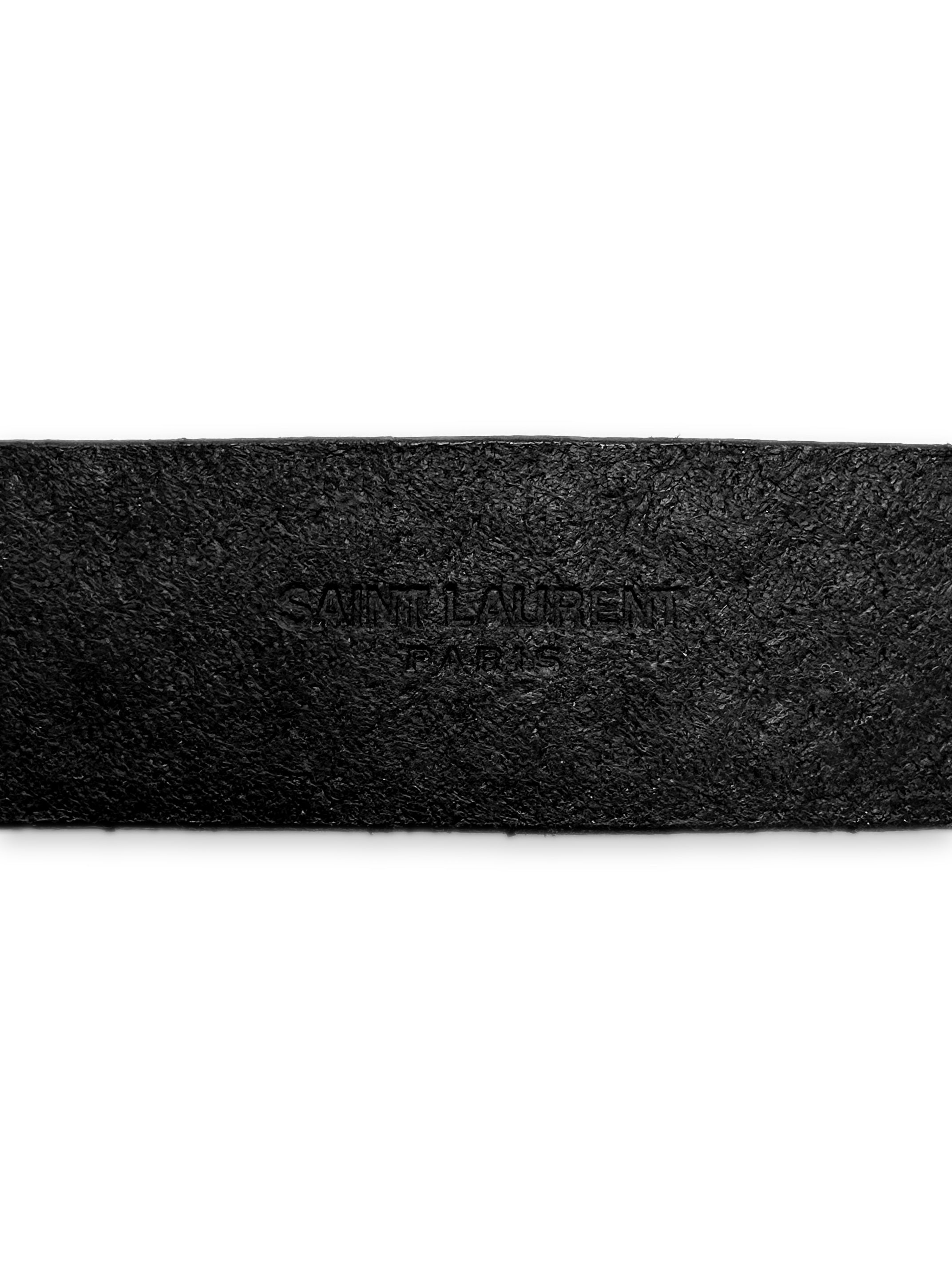 Saint Laurent Paris Black Leather Studded Punk Bracelet
