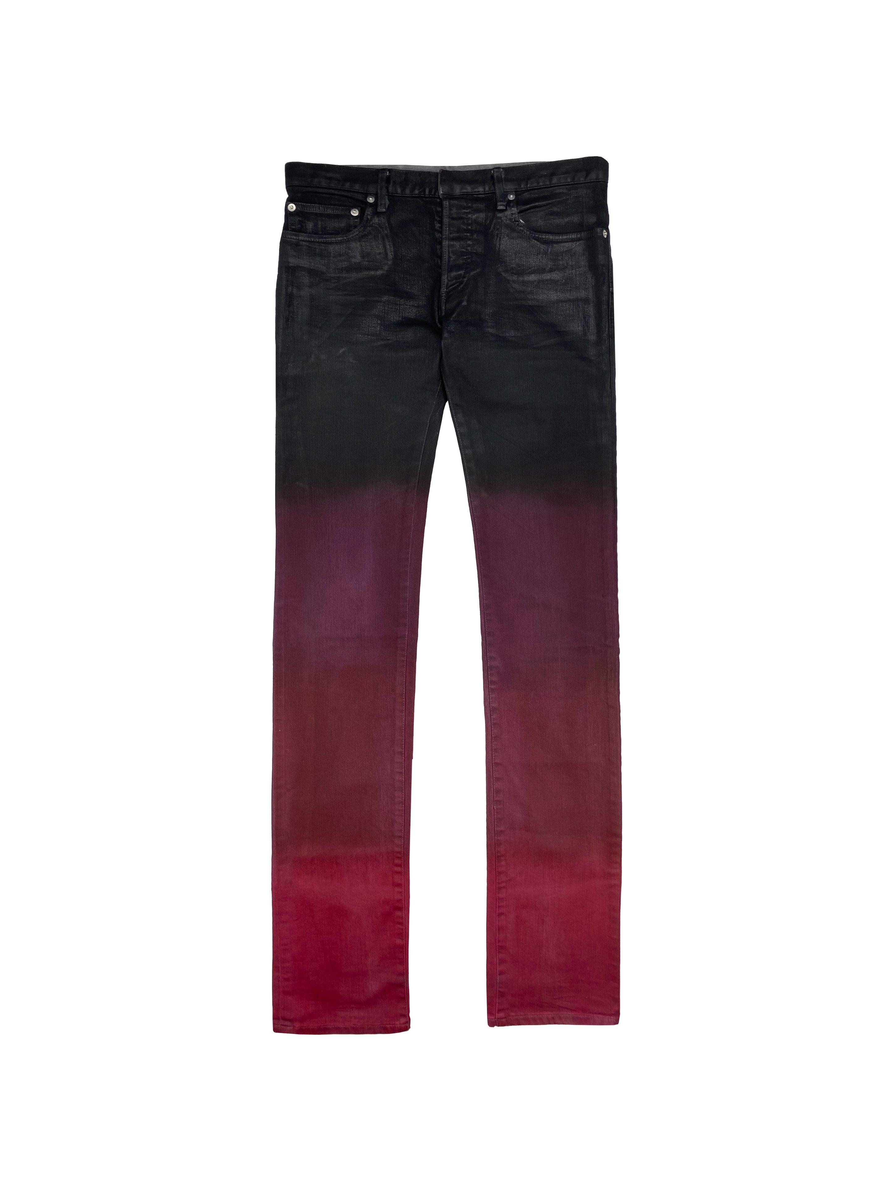 Dior by Hedi Slimane Gradient Dip-Dye Waxed Skinny Denim
