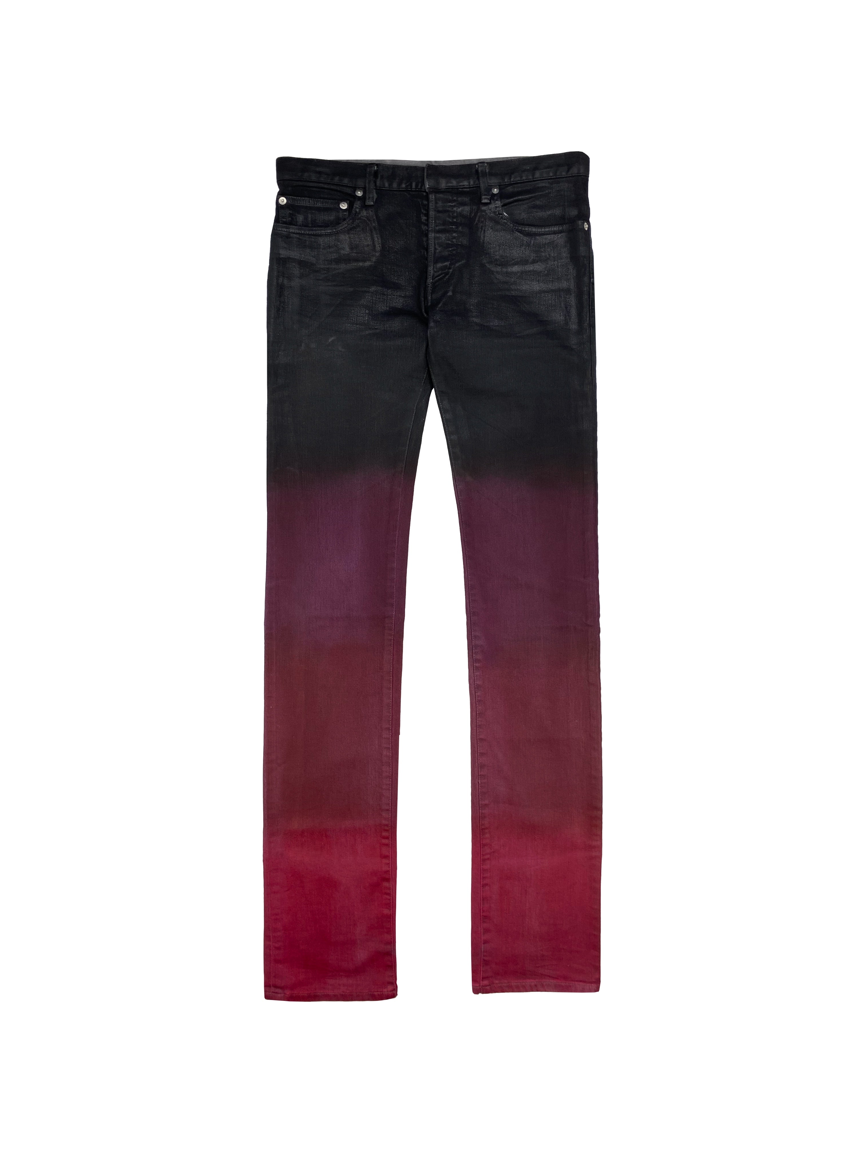 Dior by Hedi Slimane Gradient Dip-Dye Waxed Skinny Denim