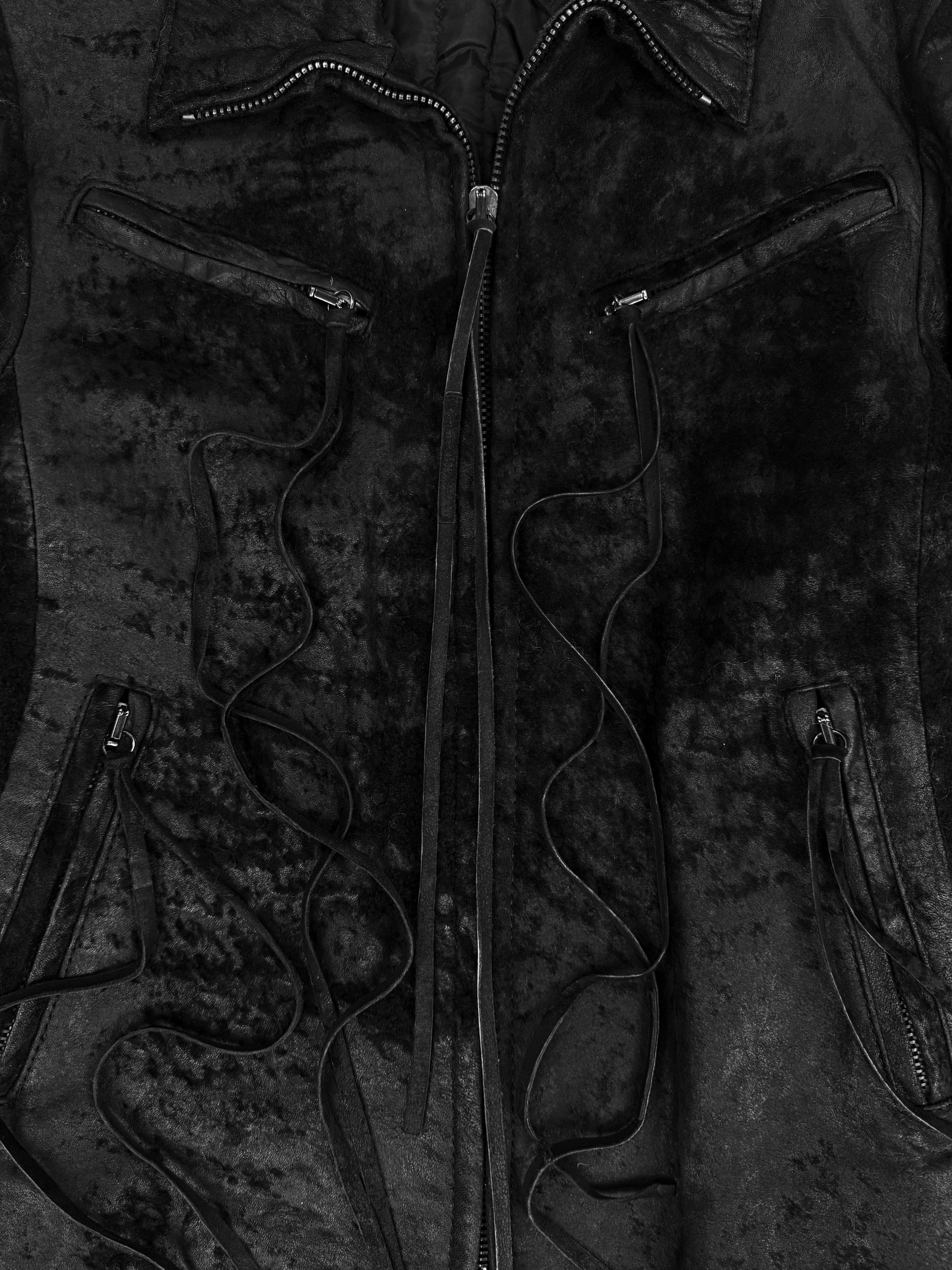 AW02 Ann Demeulemeester Pony Hair Tassel Black Full-zip Jacket