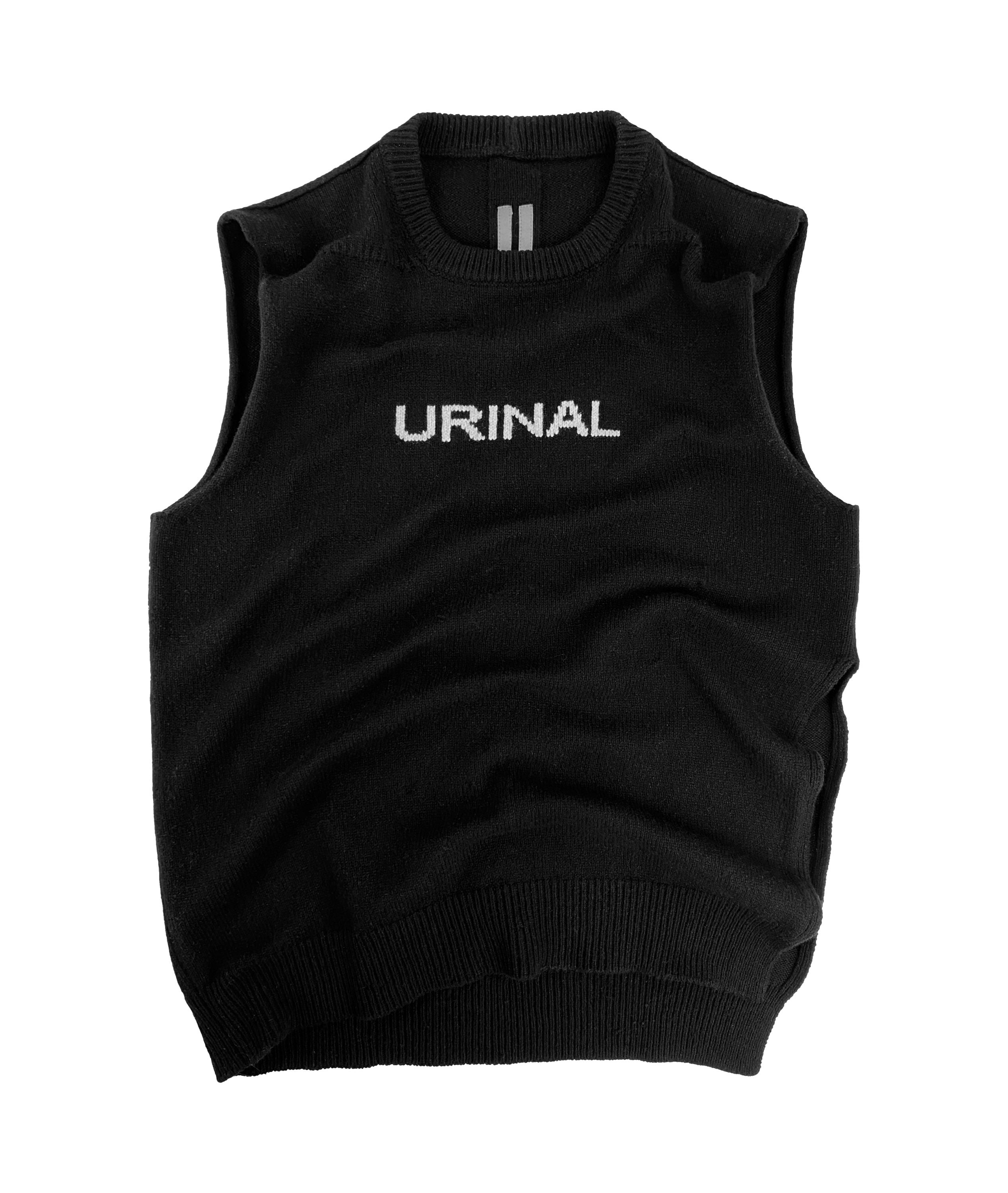 AW22 Rick Owens ‘Urinal’ Rotten Crew Black Knitted Tank-top