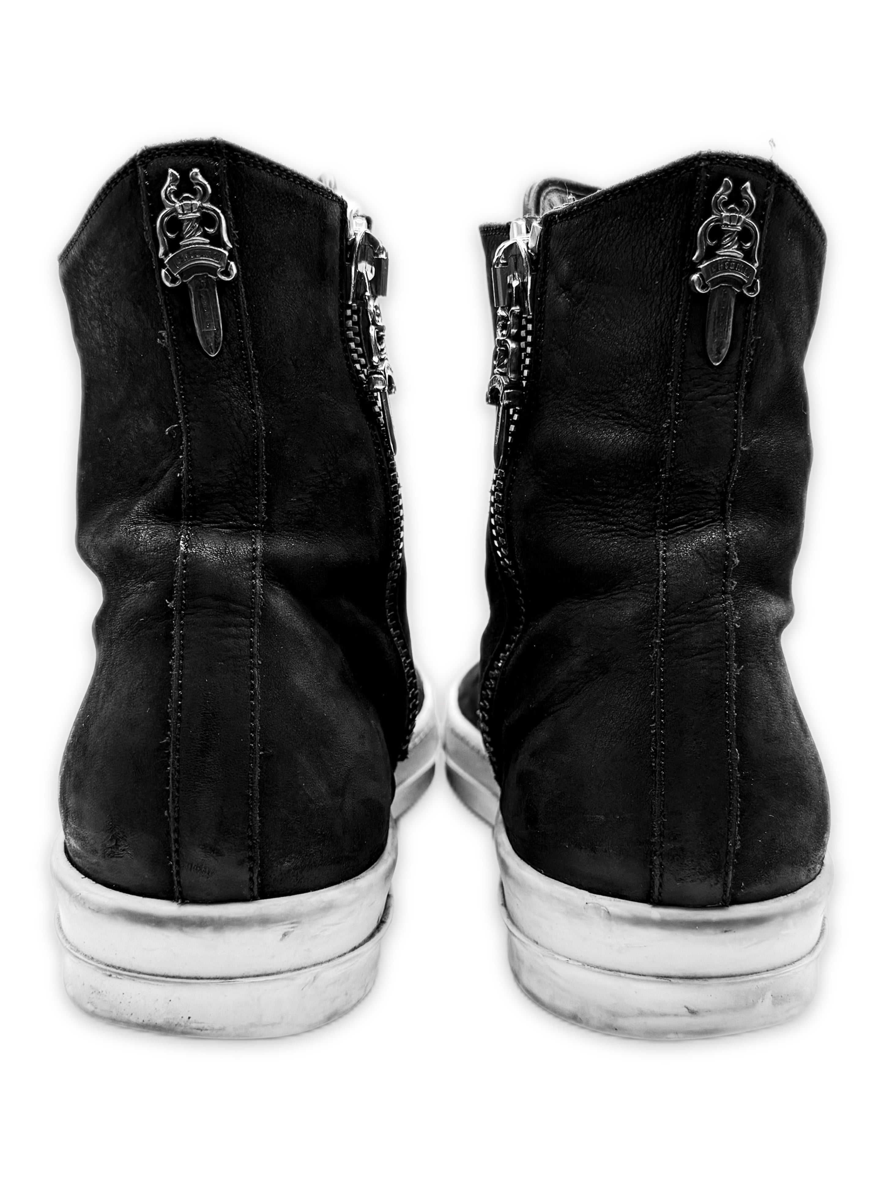 Chrome Hearts x Rick Owens Dagger Zip Black Leather Ramone Sneakers