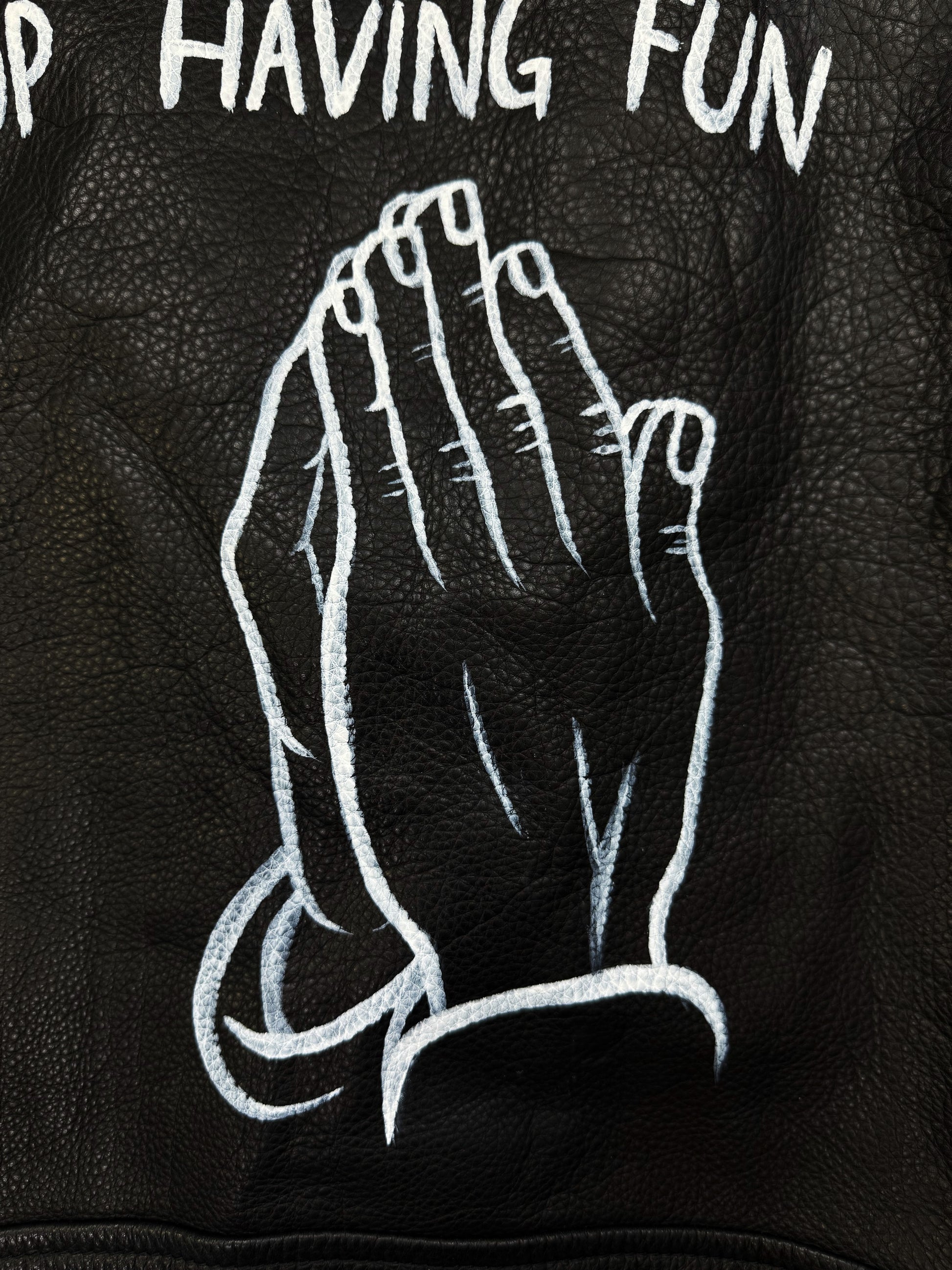 SS15 Enfants Riches Deprimes ‘Stop Having Fun’ 1/15 Hand Painted Leather Jacket