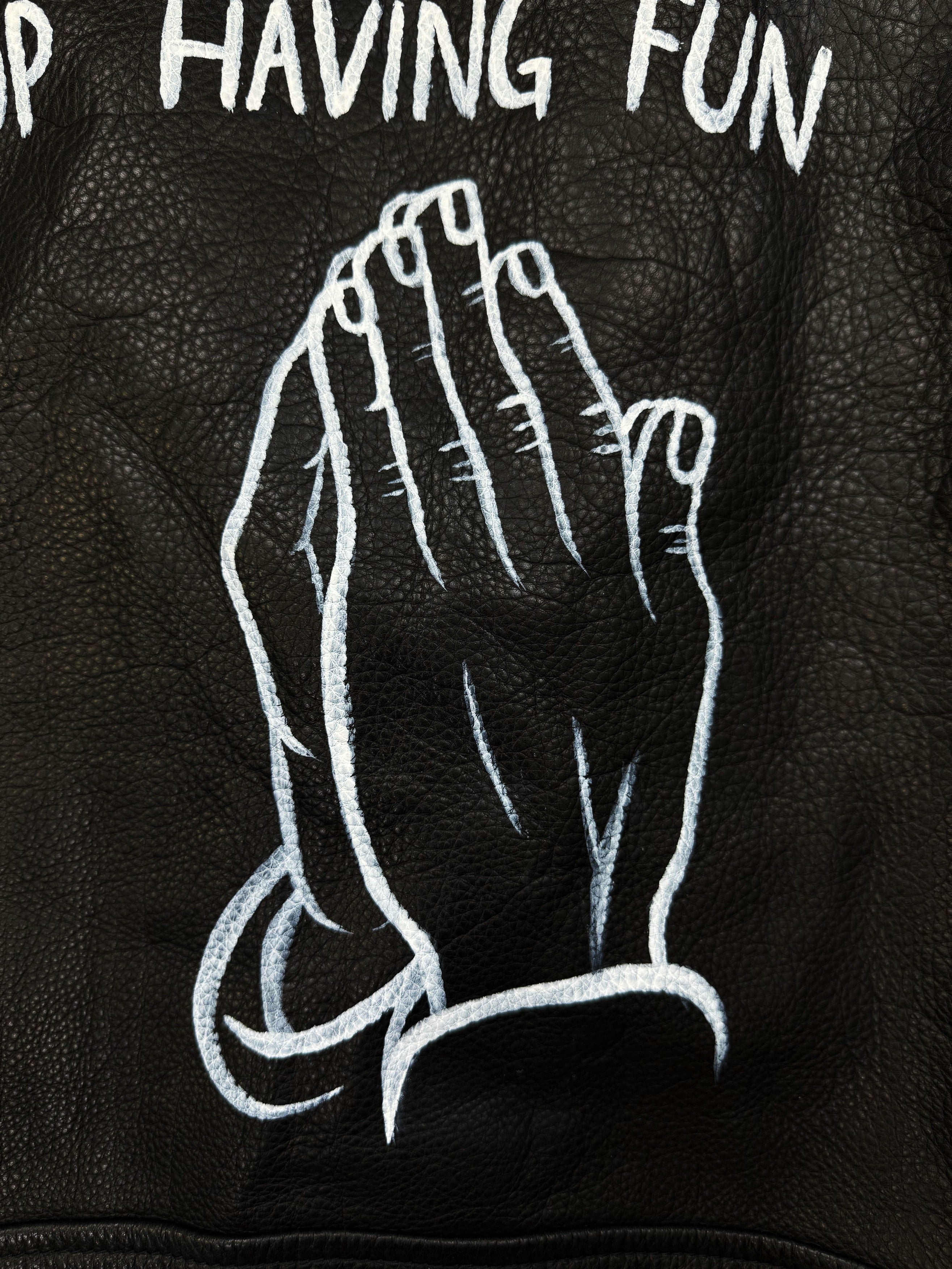 SS15 Enfants Riches Deprimes ‘Stop Having Fun’ 1/15 Hand Painted Leather Jacket