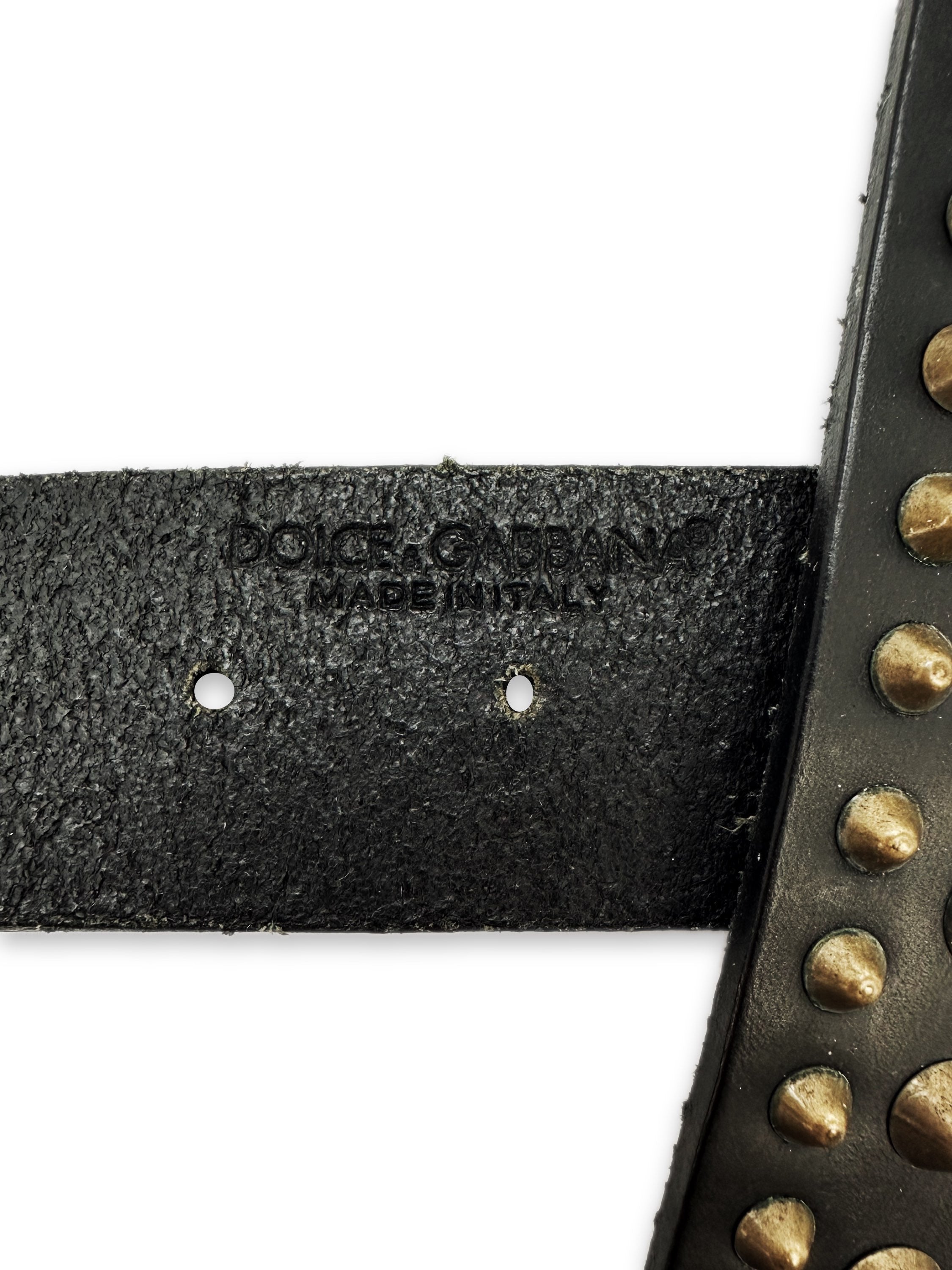 00s Dolce &amp; Gabbana ‘Studded’ Black Leather Belt