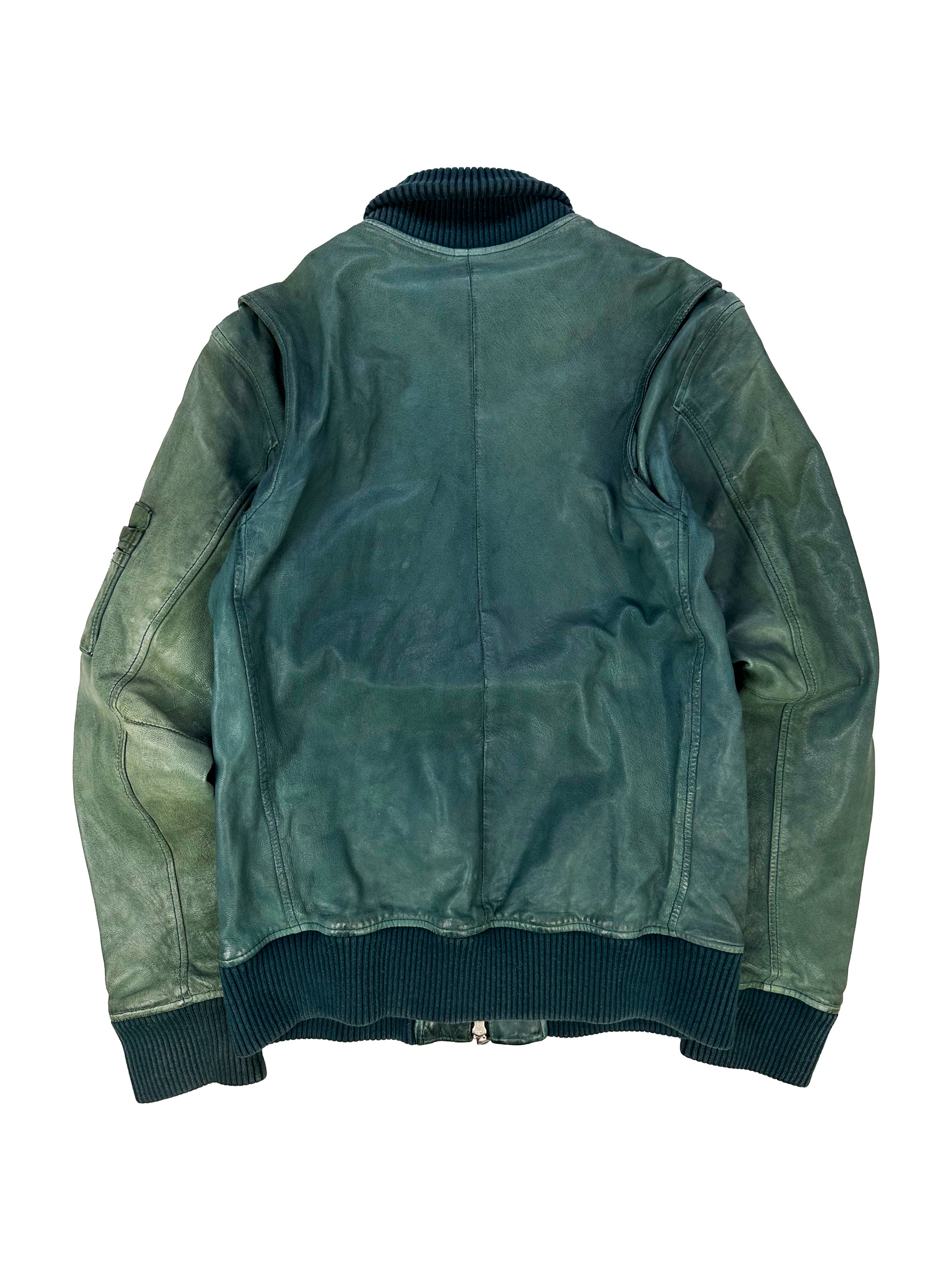 Katharine Hamnett Teal MA-1 Sheepskin Leather Bomber Jacket
