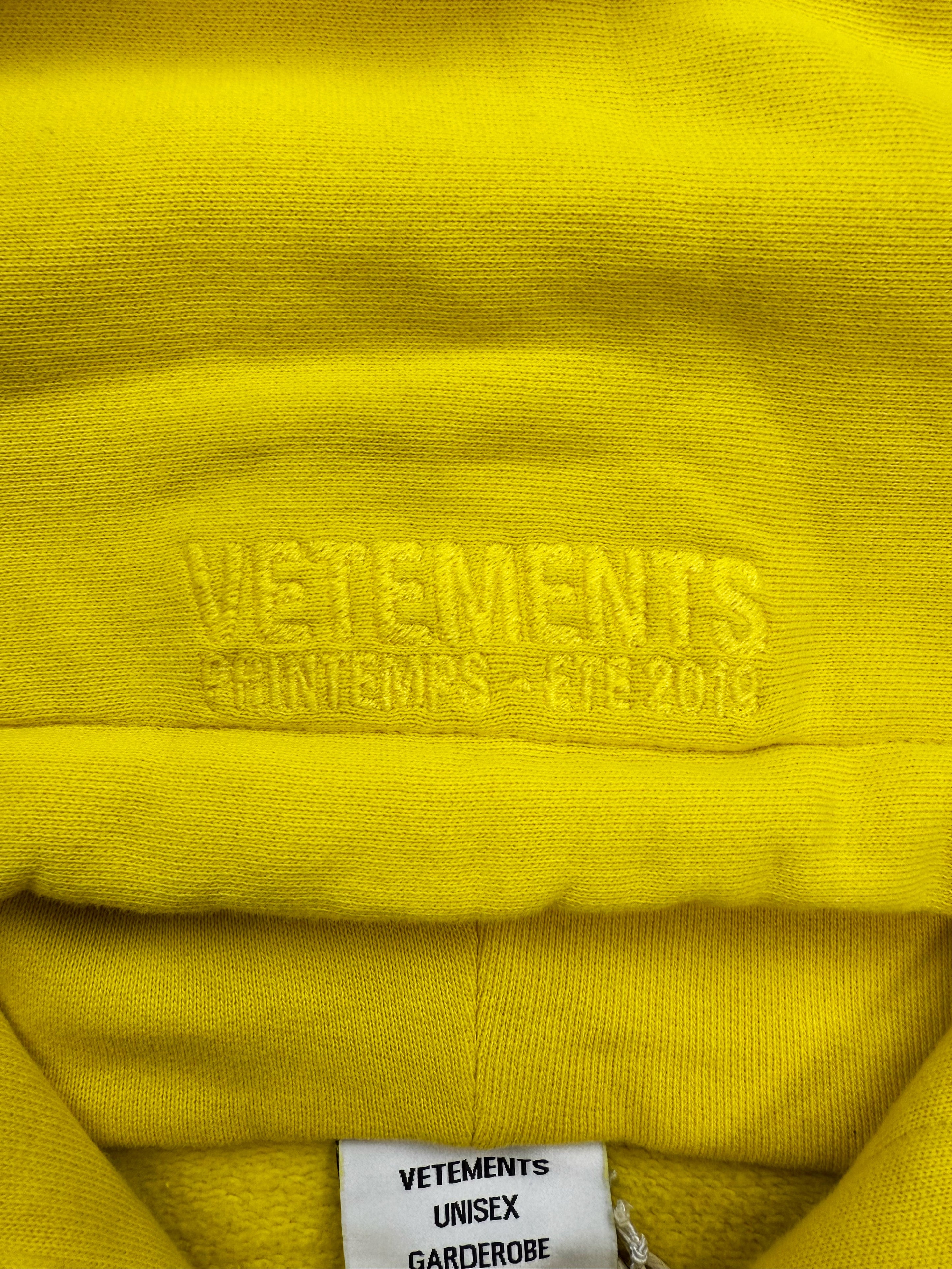 SS19 Vetements ‘Don’t Tread On Me’ Yellow Graphic Hoodie