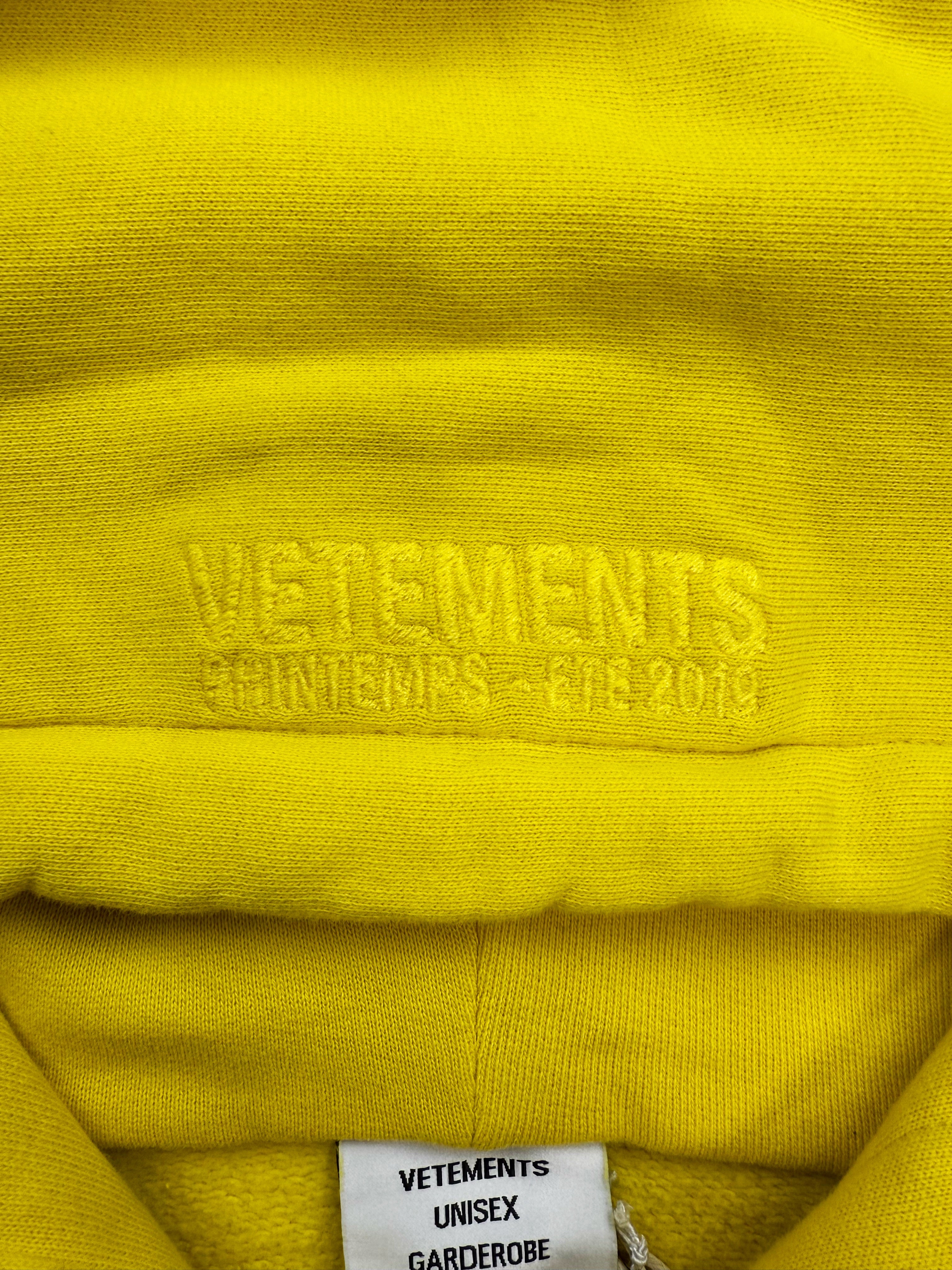 SS19 Vetements ‘Don’t Tread On Me’ Yellow Graphic Hoodie