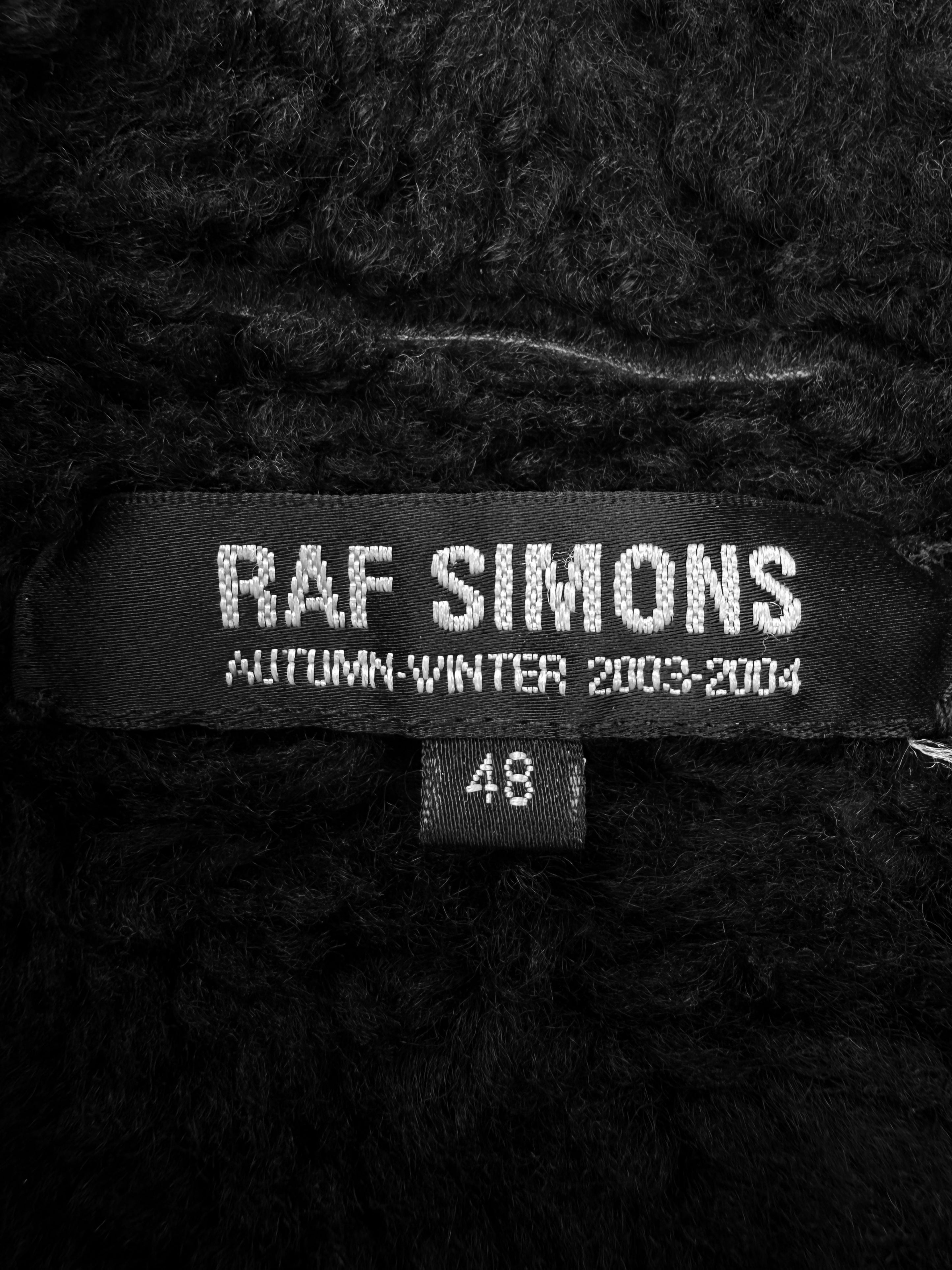 AW03 Raf Simons ‘Closer’ Shearling Lined Black Leather Perfecto Jacket