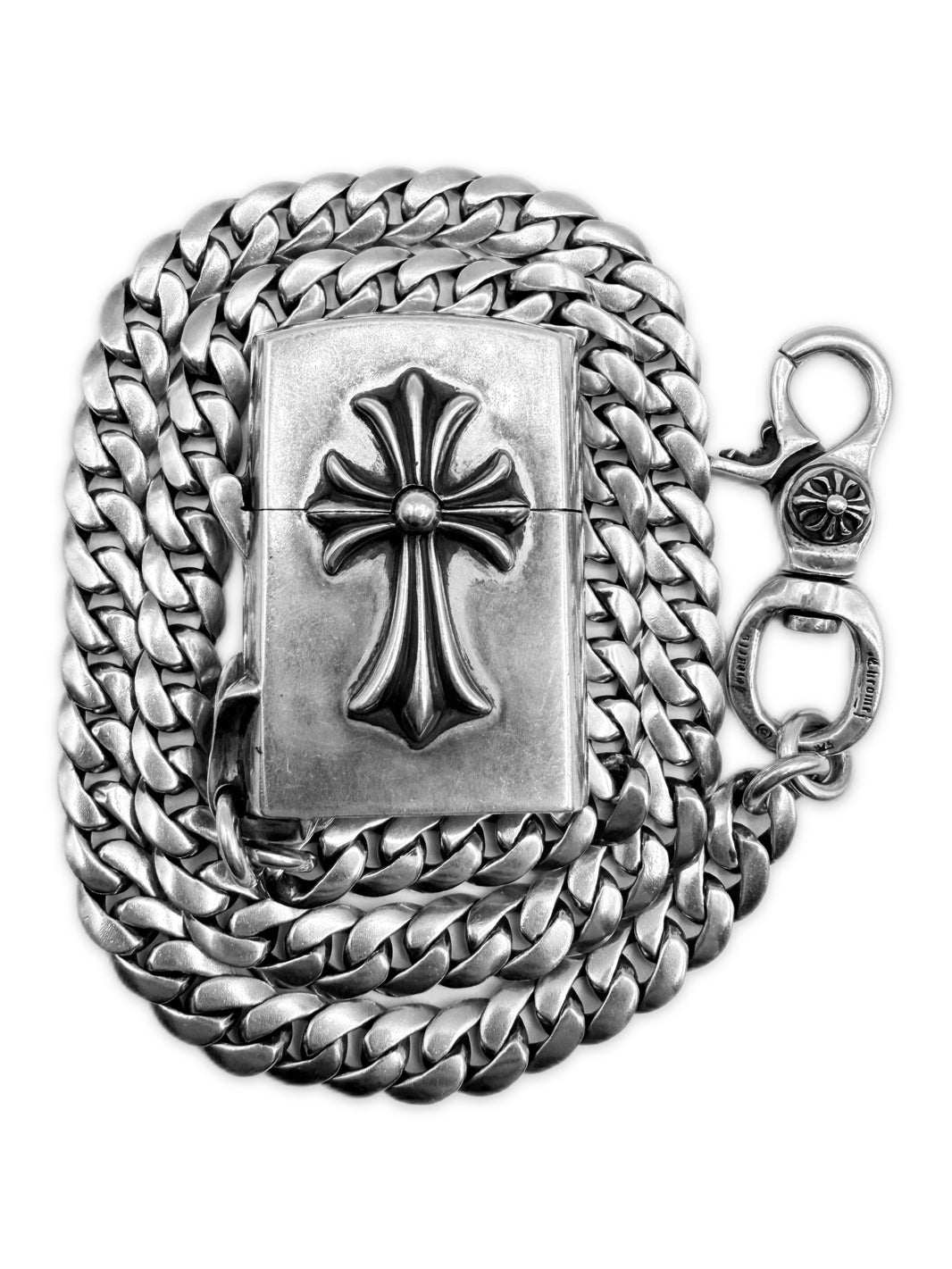 Chrome Hearts Cross Zippo Lighter Cuban Link Lobster Clasp Wallet Chain