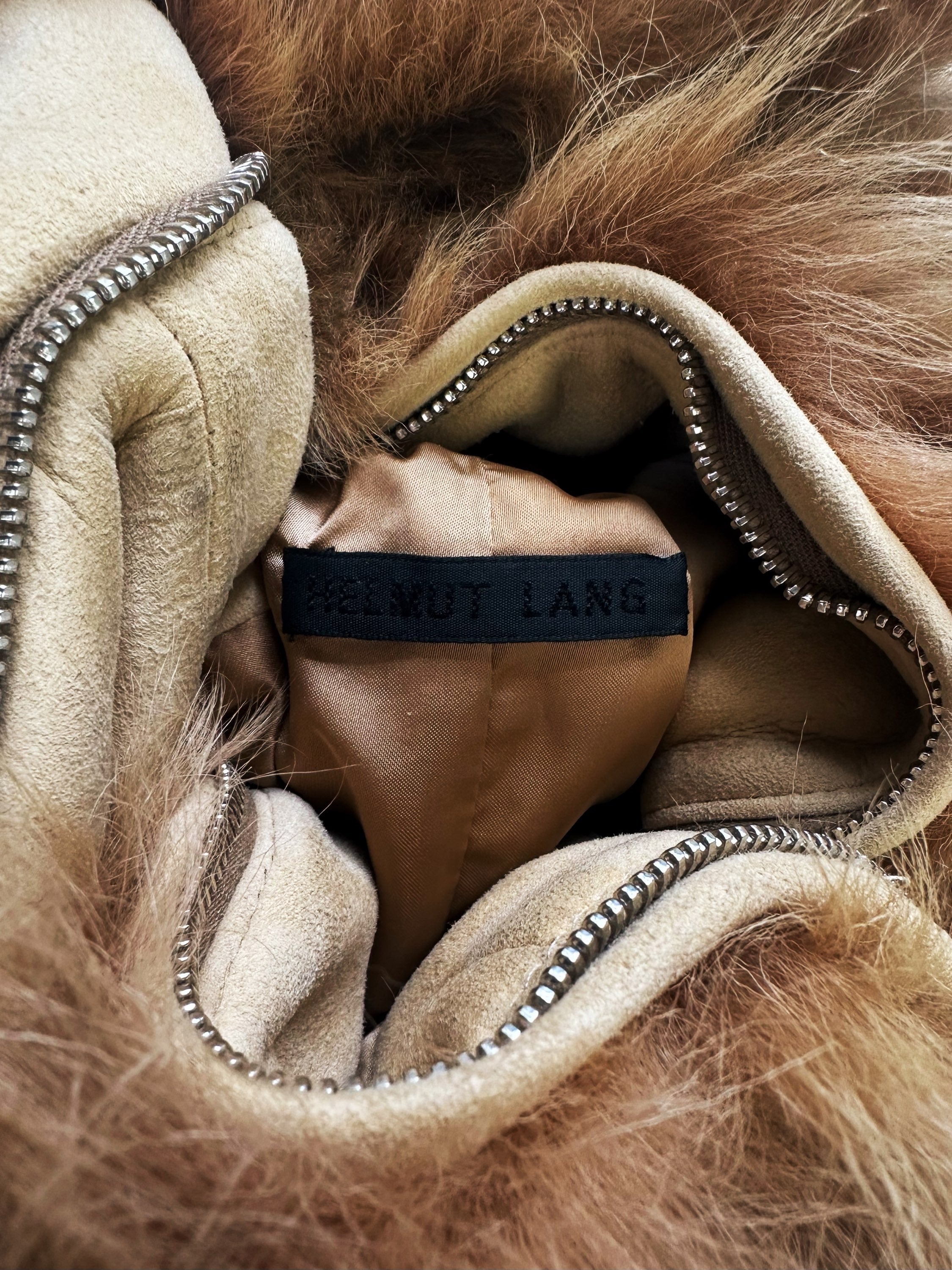 AW00 Helmut Lang ‘Rabbit Fur’ Tan Zippered Trench Coat