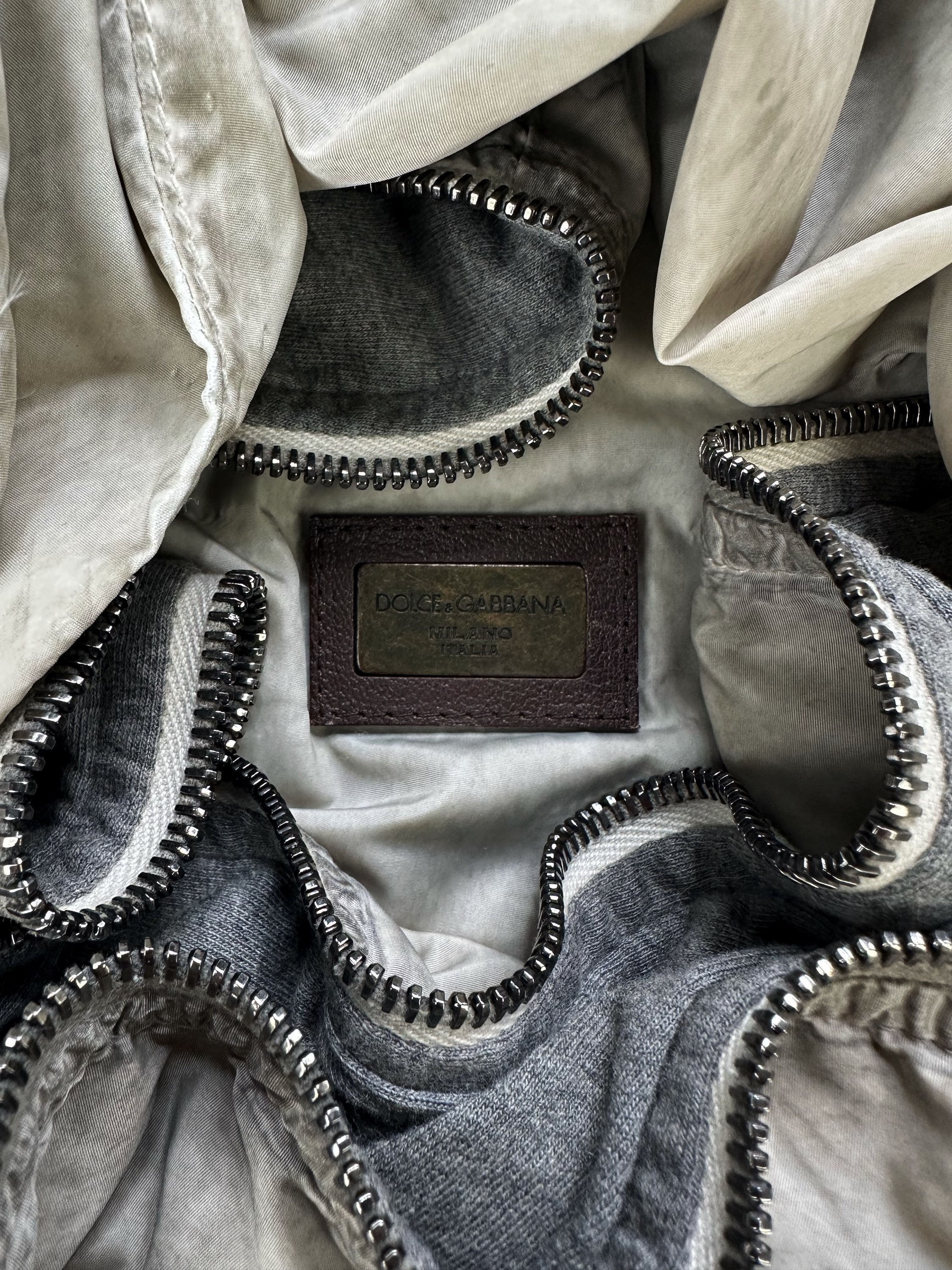 00s Dolce &amp; Gabbana Washed Patch Emblem Nylon Bomber Jacket