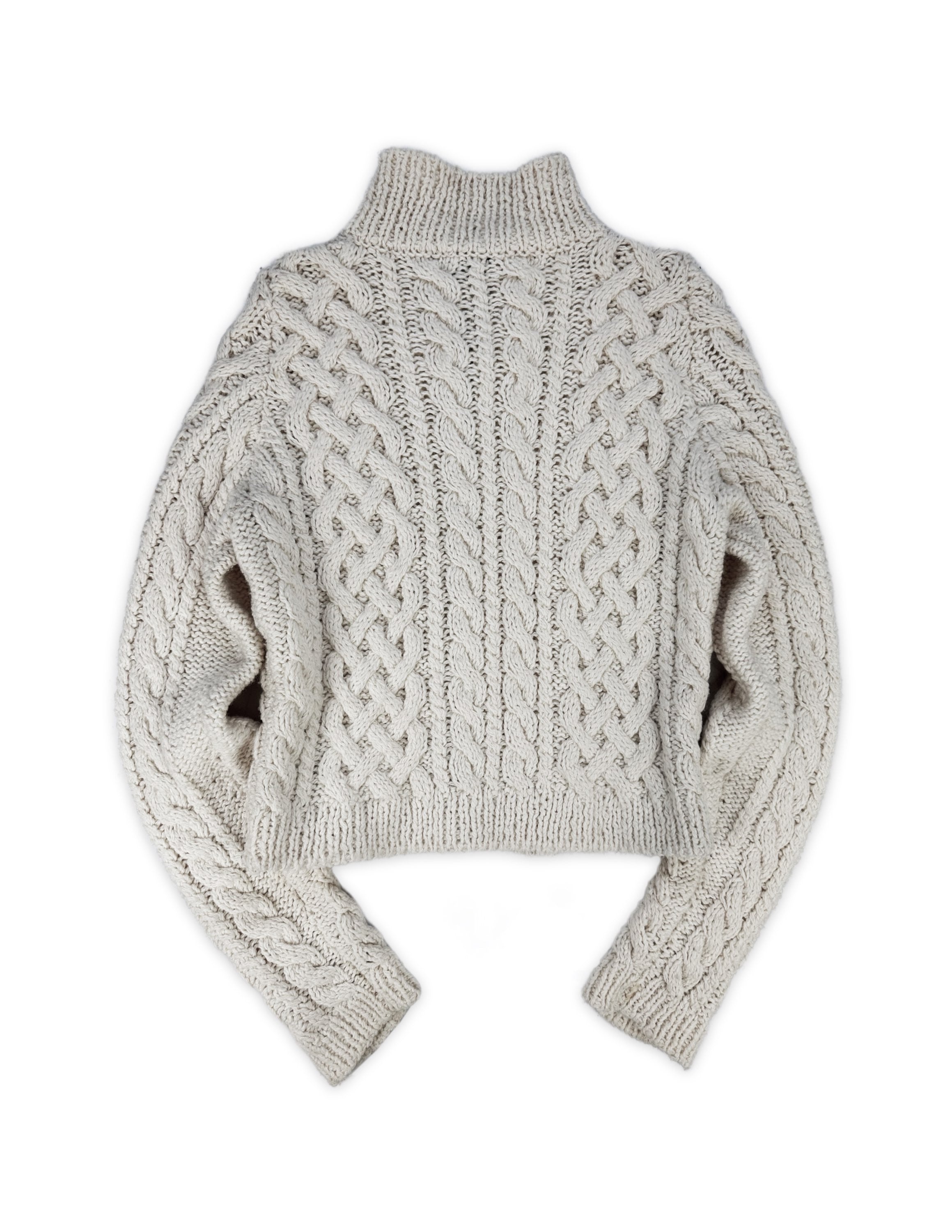 90s Gucci Cable Knit Cropped Full Zip Woven Sweater