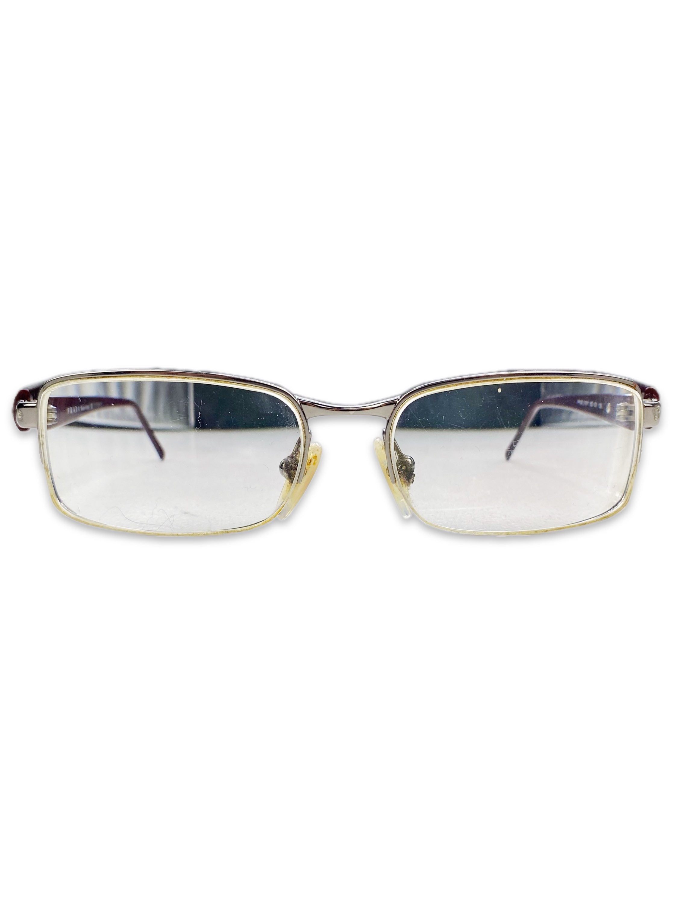 Prada Blood Red Metallic Boxy Frame Glasses