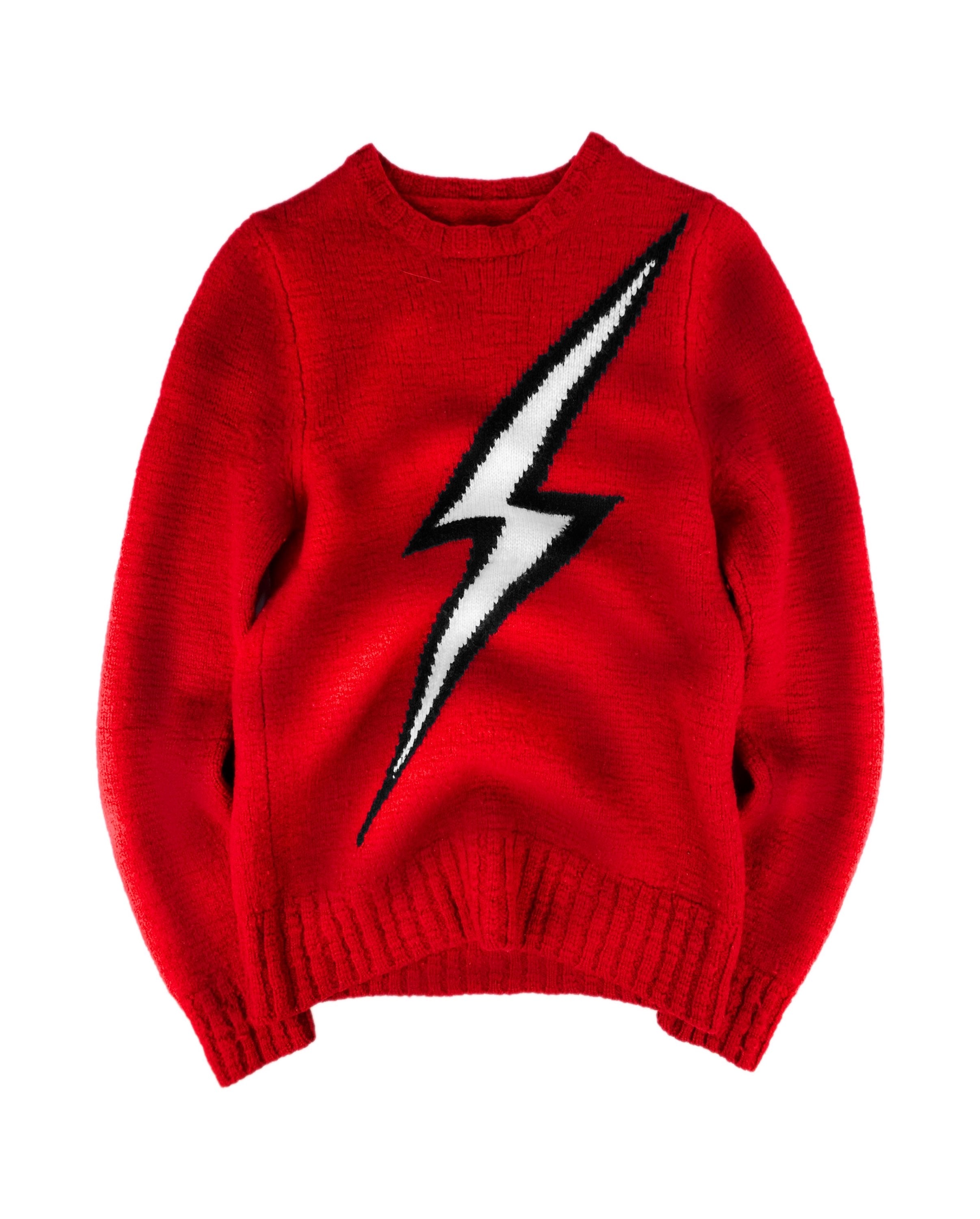 AW06 Maison Margiela ‘Lightning Bolt’ Cherry Red Knitted Sweater