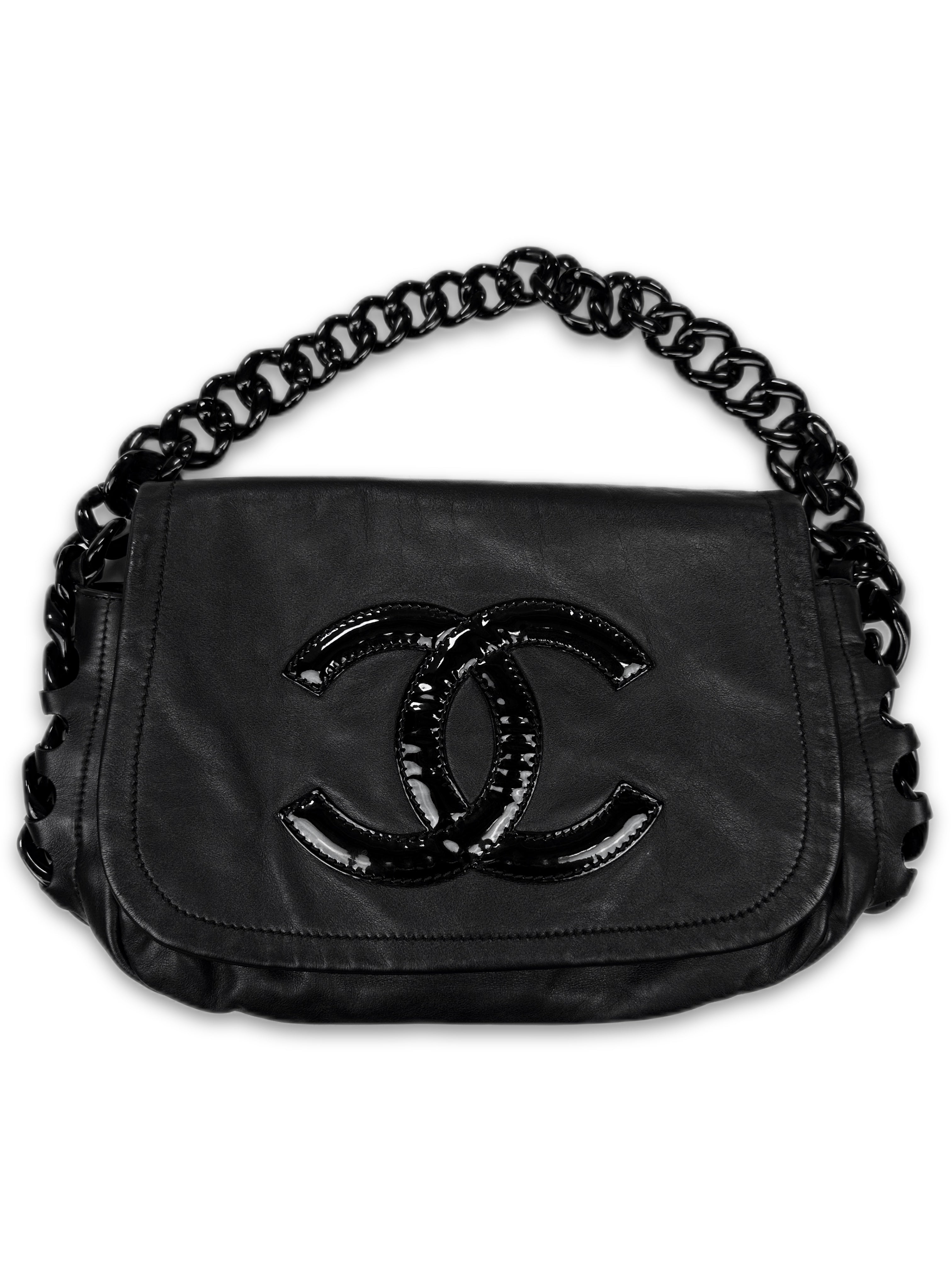 2006 Chanel Resin Modern Chain Black Lambskin Leather Flap Bag