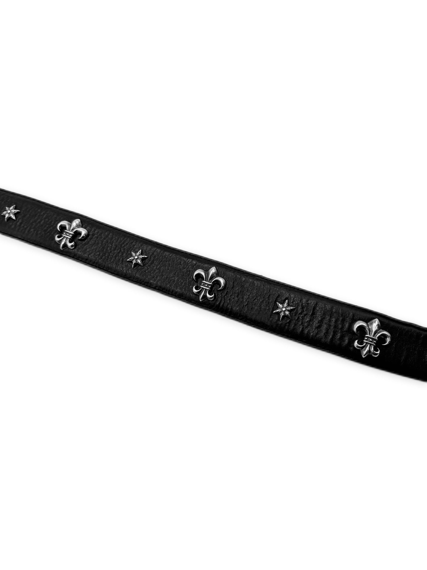 Chrome Hearts Fleur de Lis Star Pendant .925 Silver Leather Belt Strap