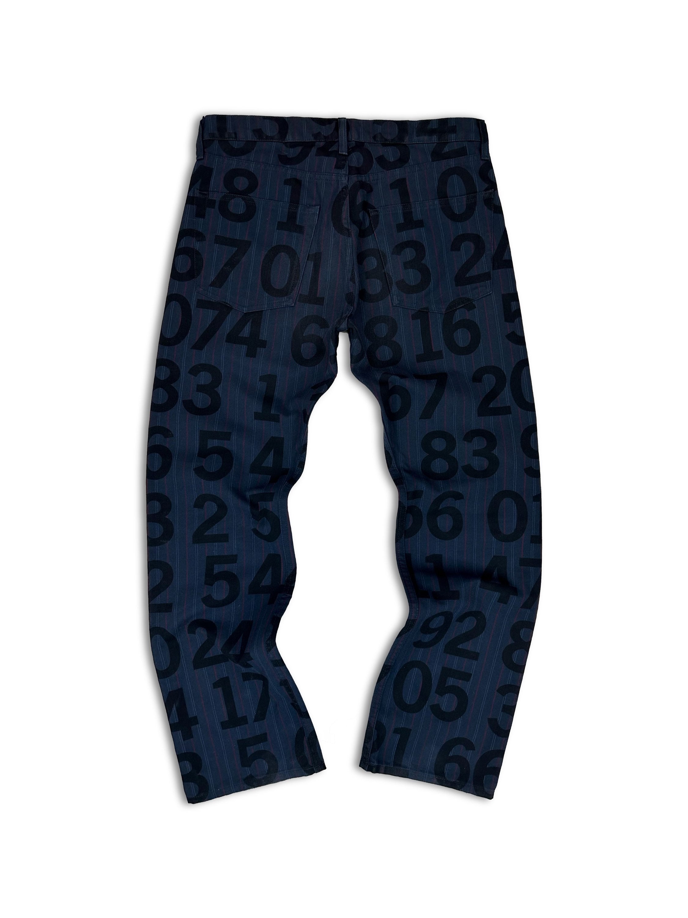SS03 Junya Watanabe ‘Numbers’ Navy Blue Graphic Pants