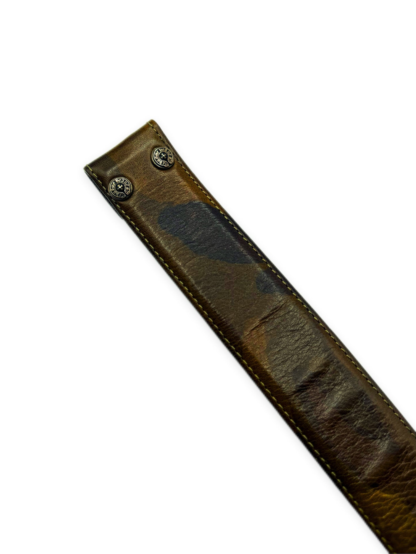 Chrome Hearts Green Camouflage .925 Silver Leather Belt Strap