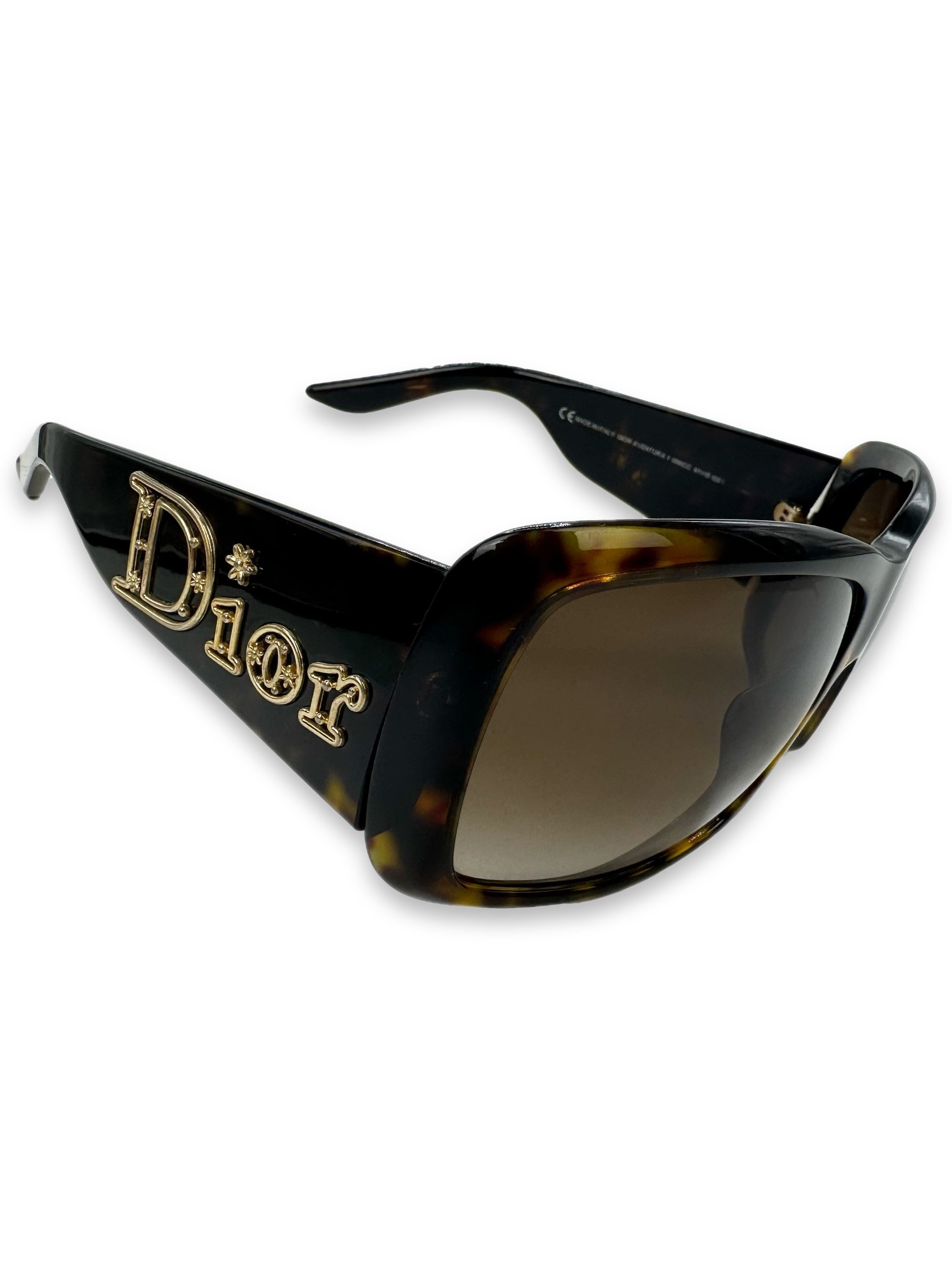 00s Dior Shield Frame Warm Tint Gold Logo Sunglasses