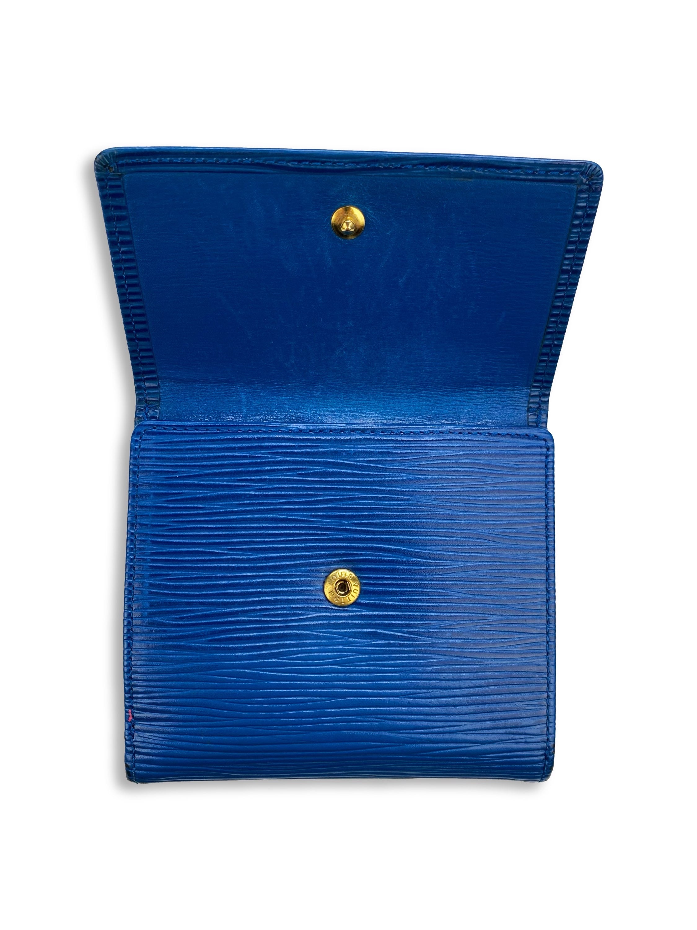 Louis Vuitton Epi Royal Blue Embossed LV Logo Wallet