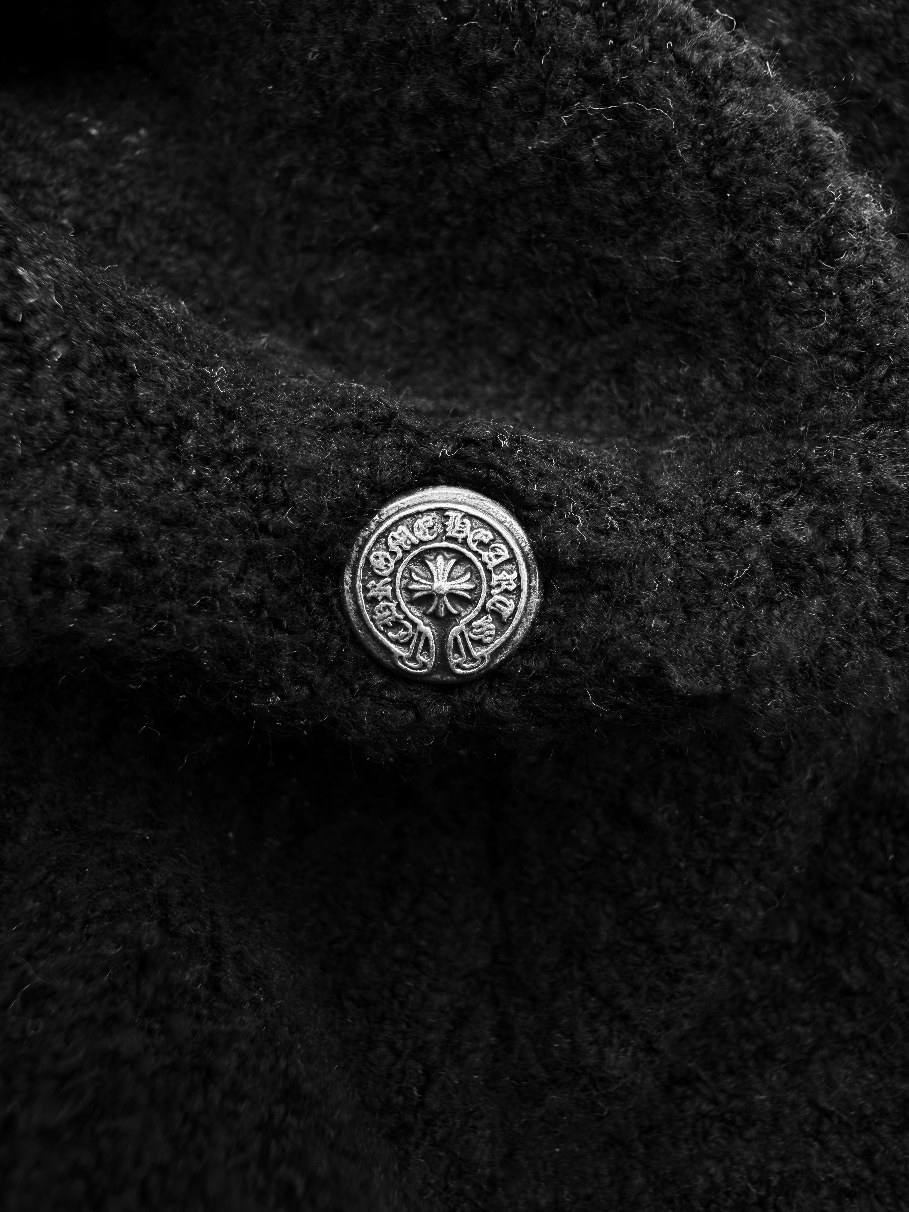 Chrome Hearts Pony Hair Cross Patch Black Knitted Beanie
