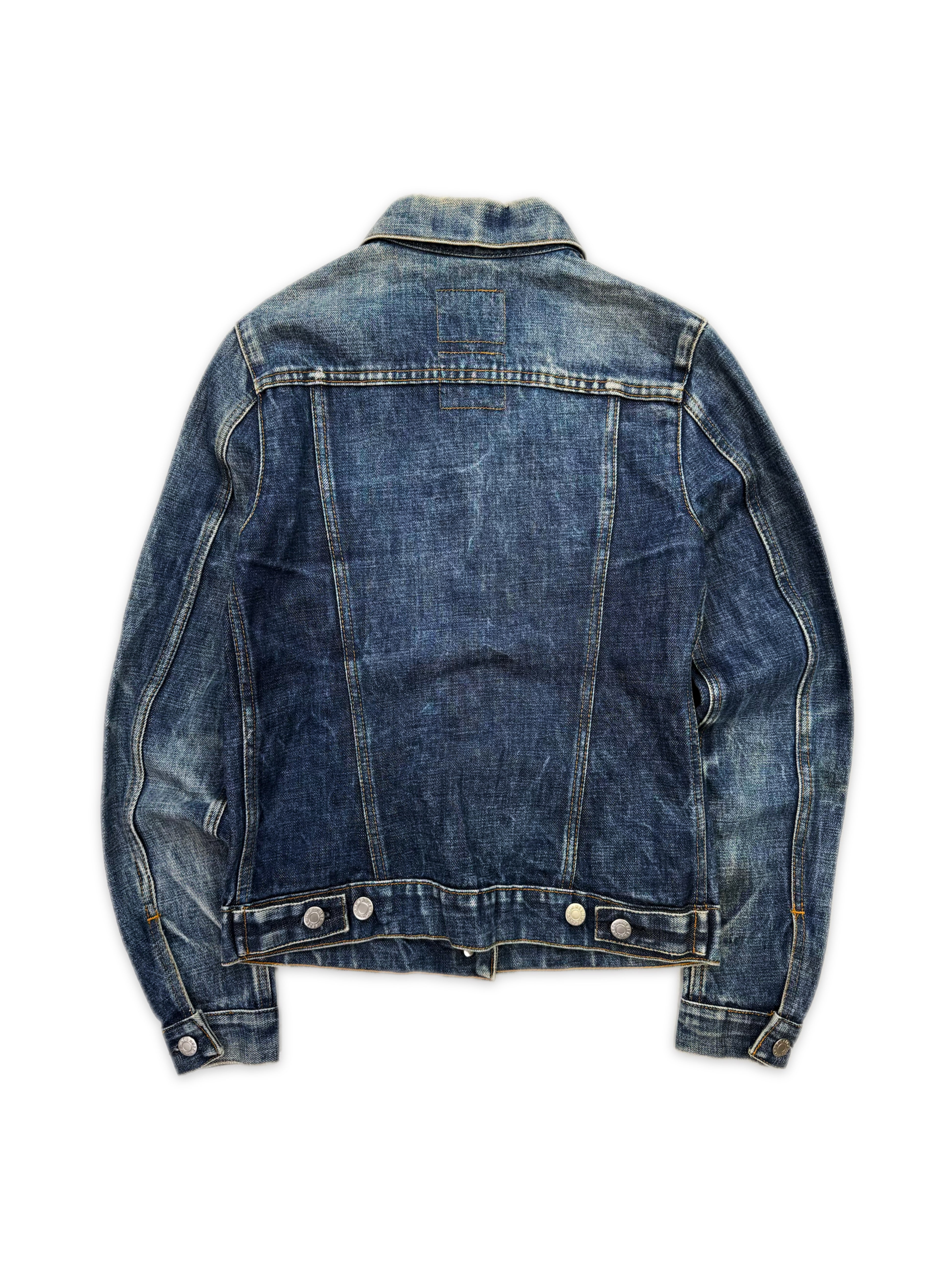 00s Helmut Lang Classic Cut Raw Blue Whiskered Denim Jacket