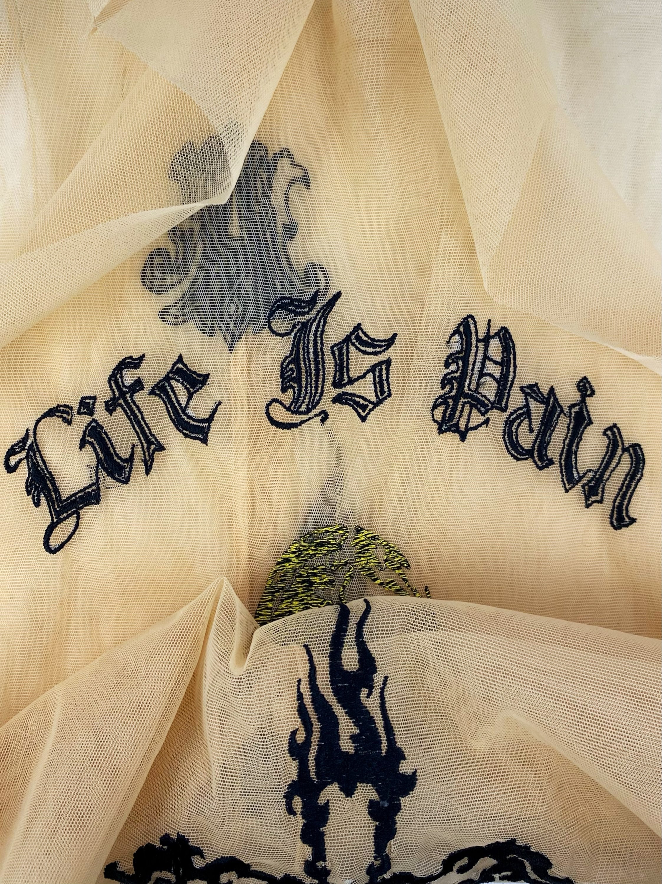 AW96 Alexander McQueen ‘Life is Pain’ Mesh Sheer Tank-Top