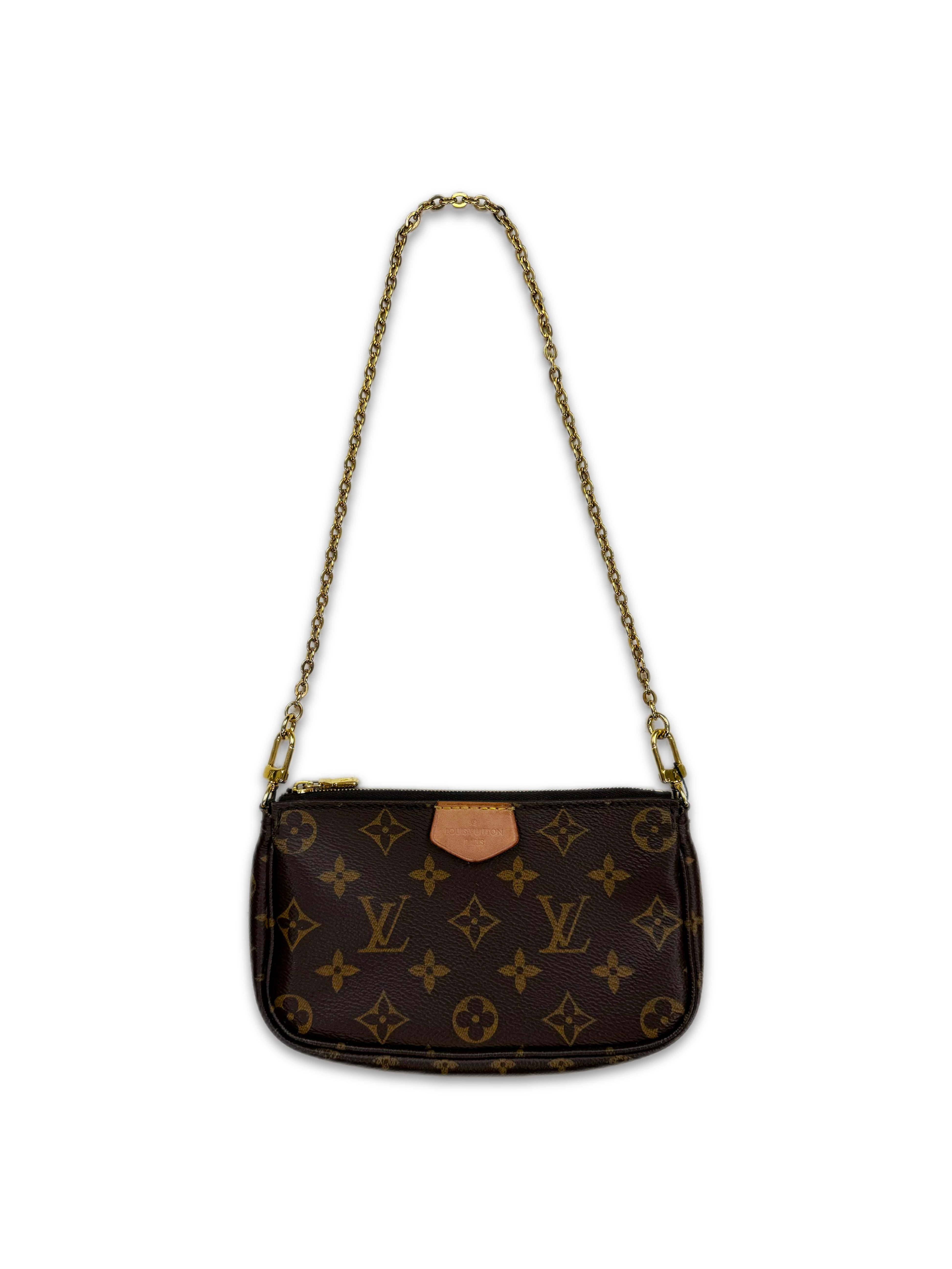 Louis Vuitton ‘Mini Pochette’ Brown Monogram Gold Purse