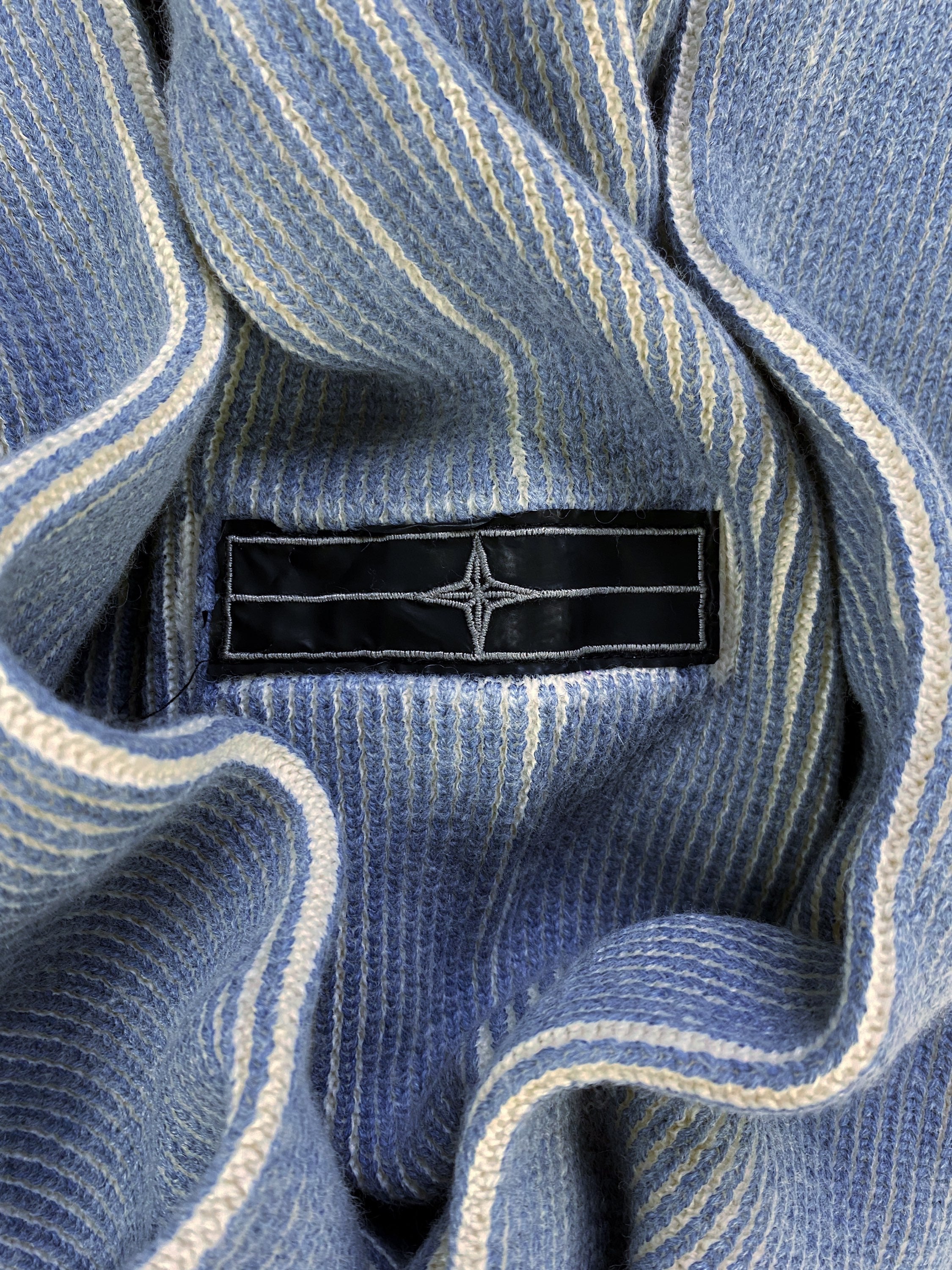 Stone Island Ice Blue Cable Knit Oversized Patch Sweater