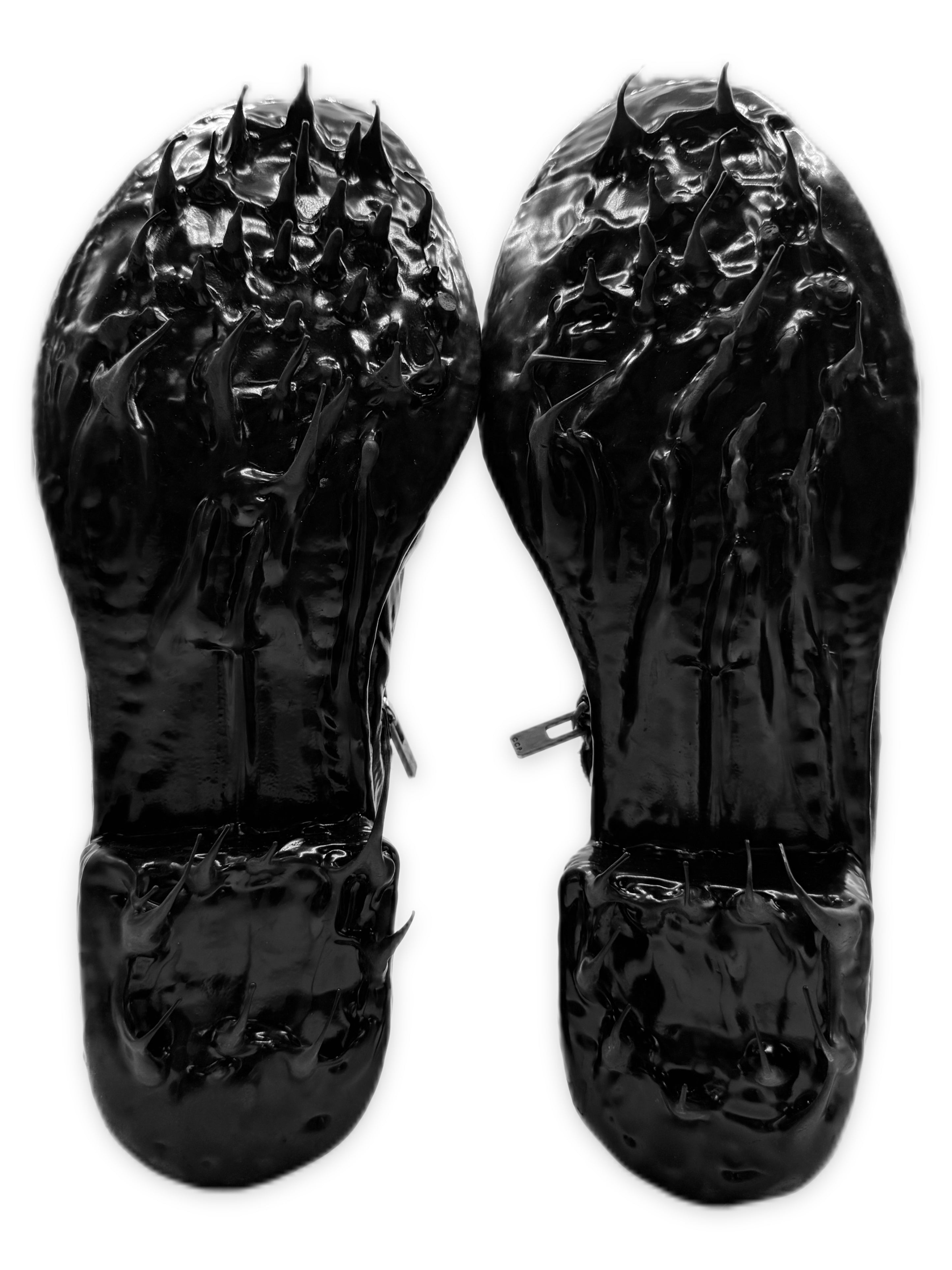 Carol Christian Poell Drip Sole Prosthetic Tornado Zip Black Leather Boots