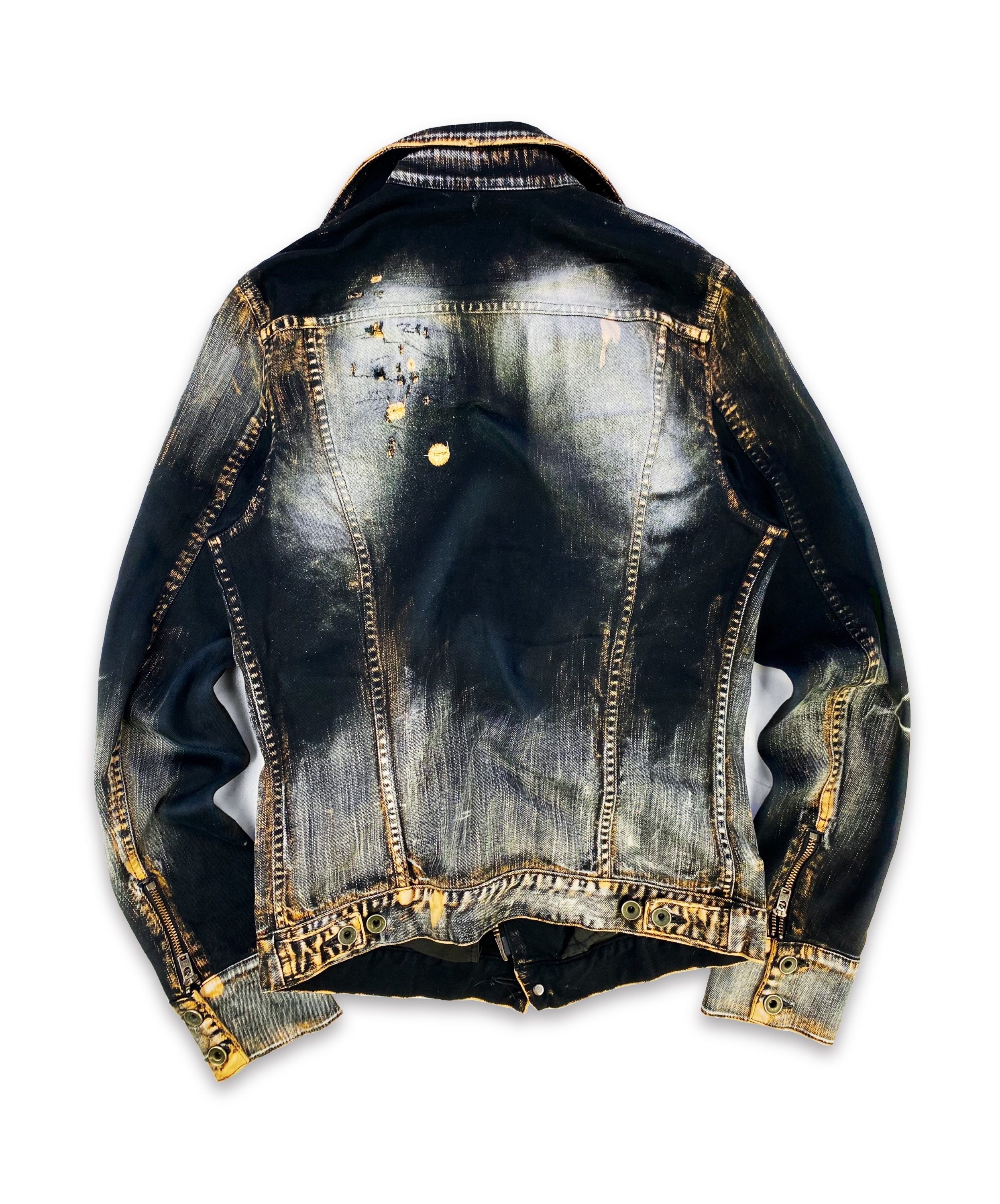 00s Le Grande Bleu (L.G.B) ‘Biker’ Cut Distressed Denim Jacket