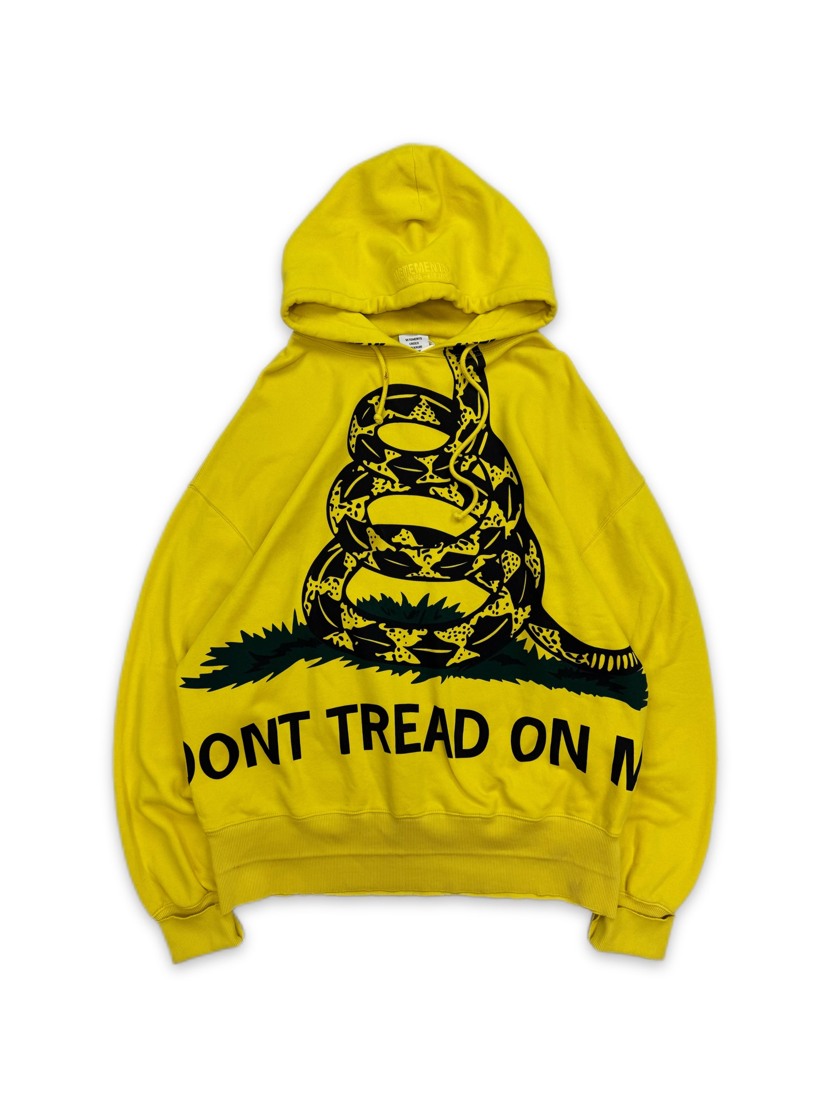 SS19 Vetements ‘Don’t Tread On Me’ Yellow Graphic Hoodie