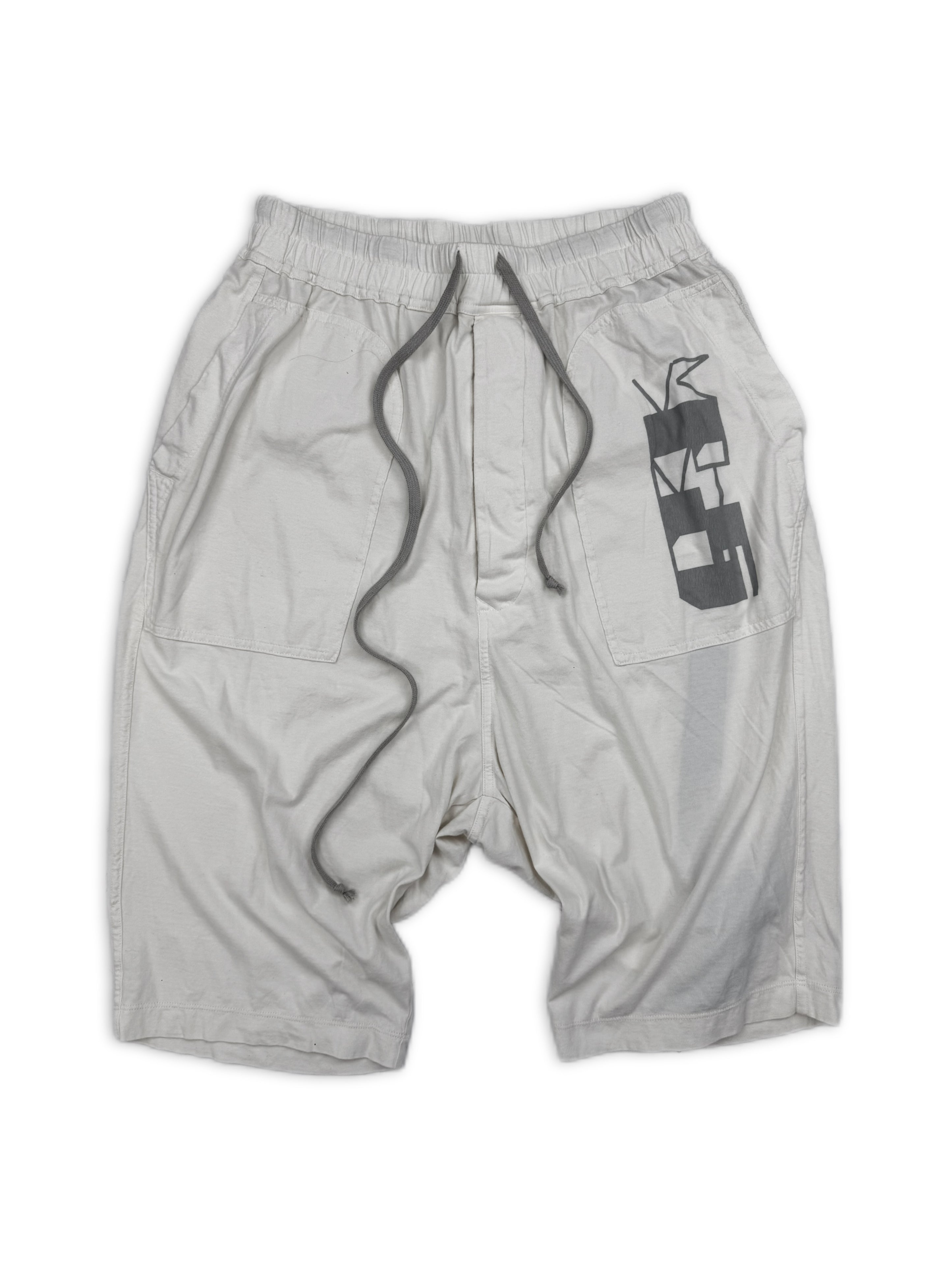 Rick Owens DRKSHDW White Drop Crotch Shorts