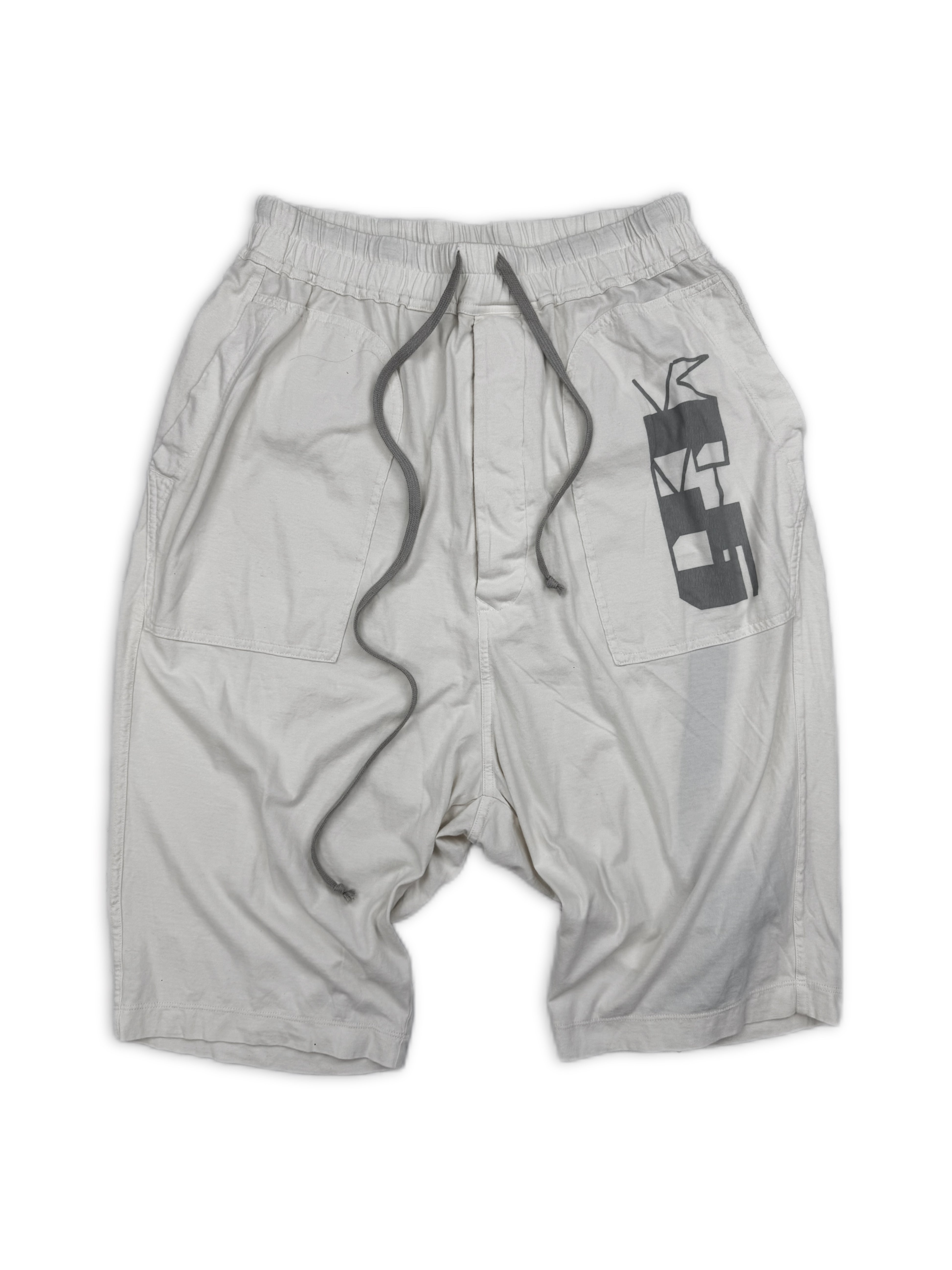 Rick Owens DRKSHDW White Drop Crotch Shorts