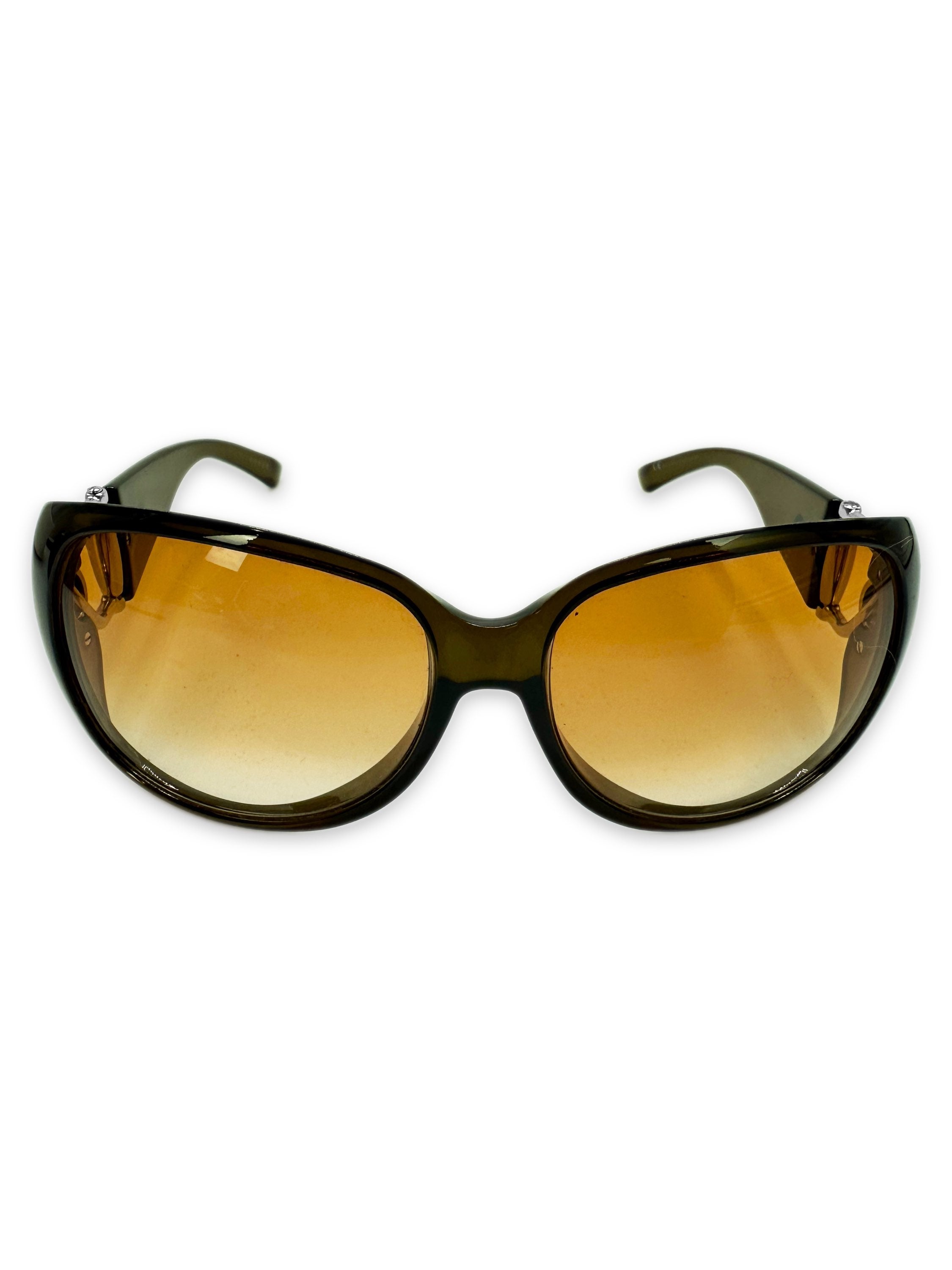 00s Gucci Olive Green Horsebit Rounded Frame Sunglasses