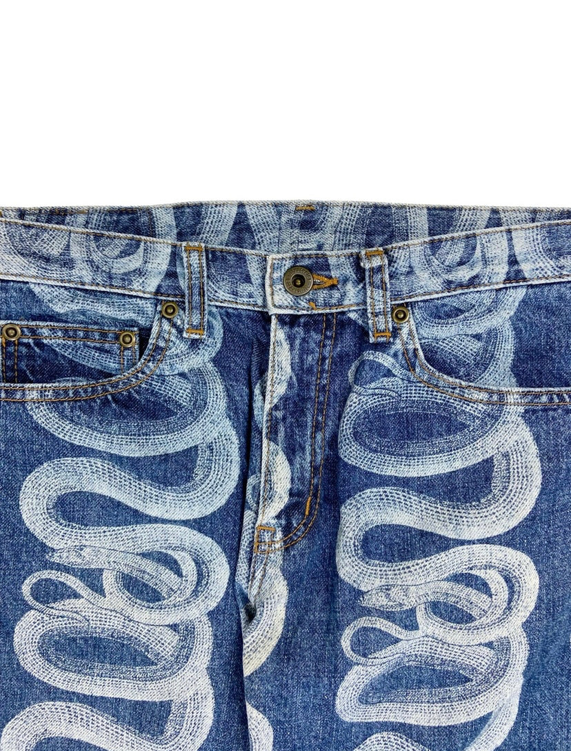 SS98 Hysteric Glamour Indigo Snake Pattern Skinny Denim