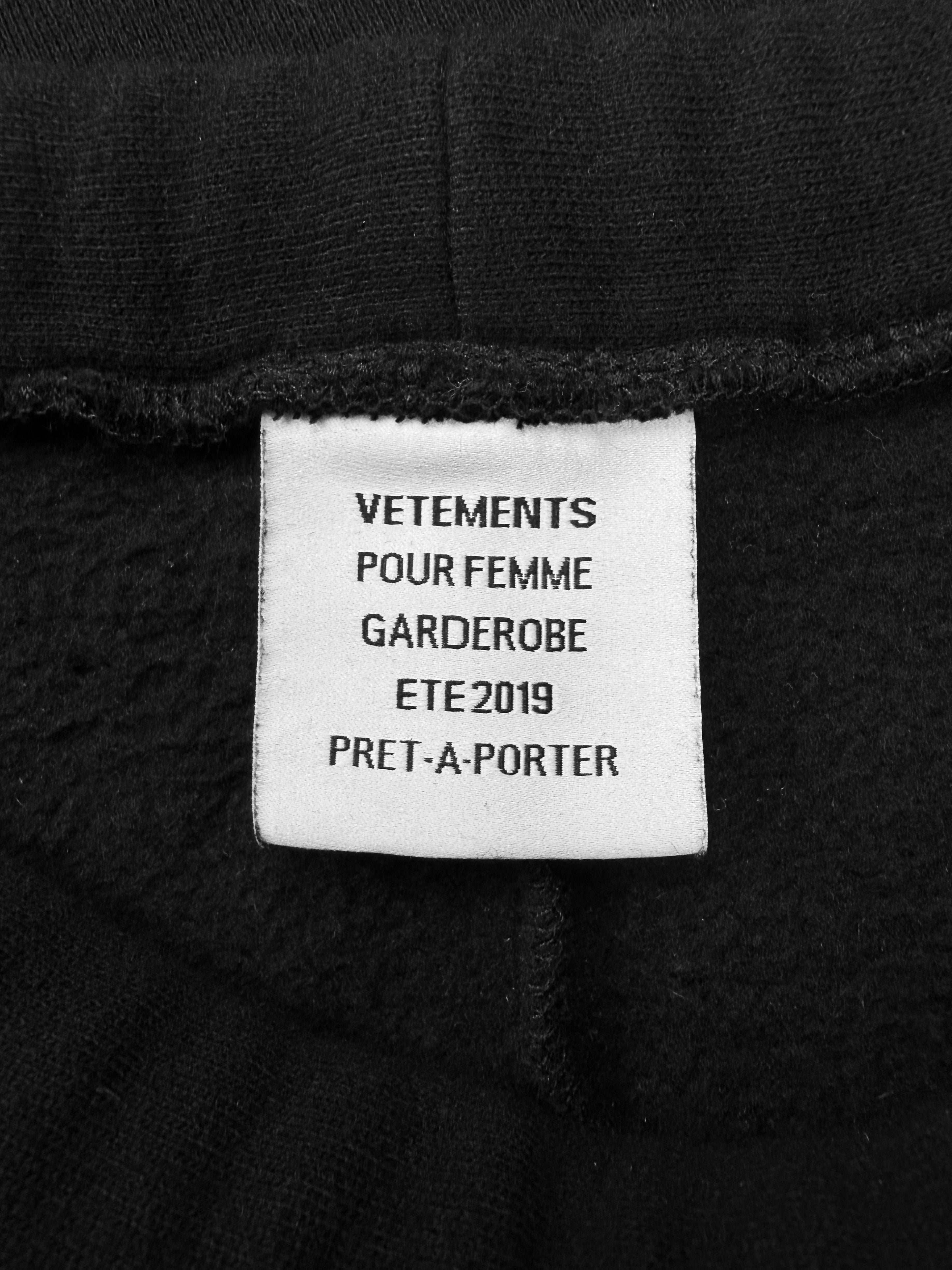 AW19 Vetements Flared Embroidered Logo Black Sweatpants