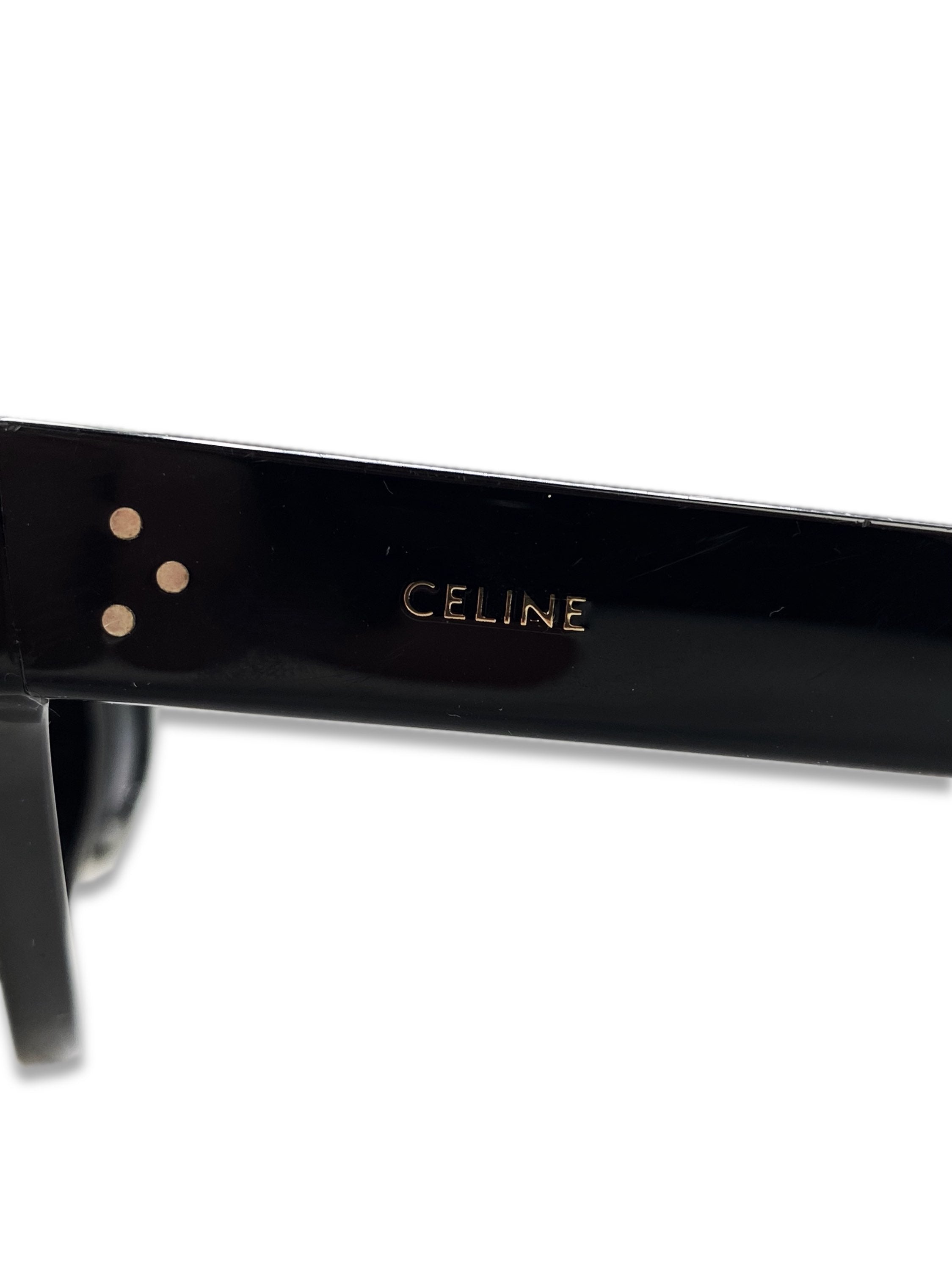 Celine Paris Black Glossy Metallic Dark Tint Wayfarer Sunglasses