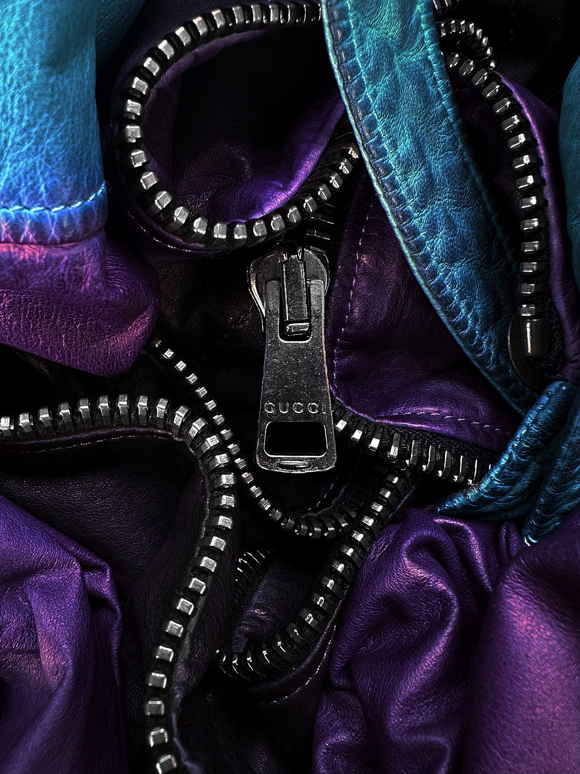 SS09 Gucci by Frida Giannini ‘Gradient’ High Collar Leather Biker Jacket