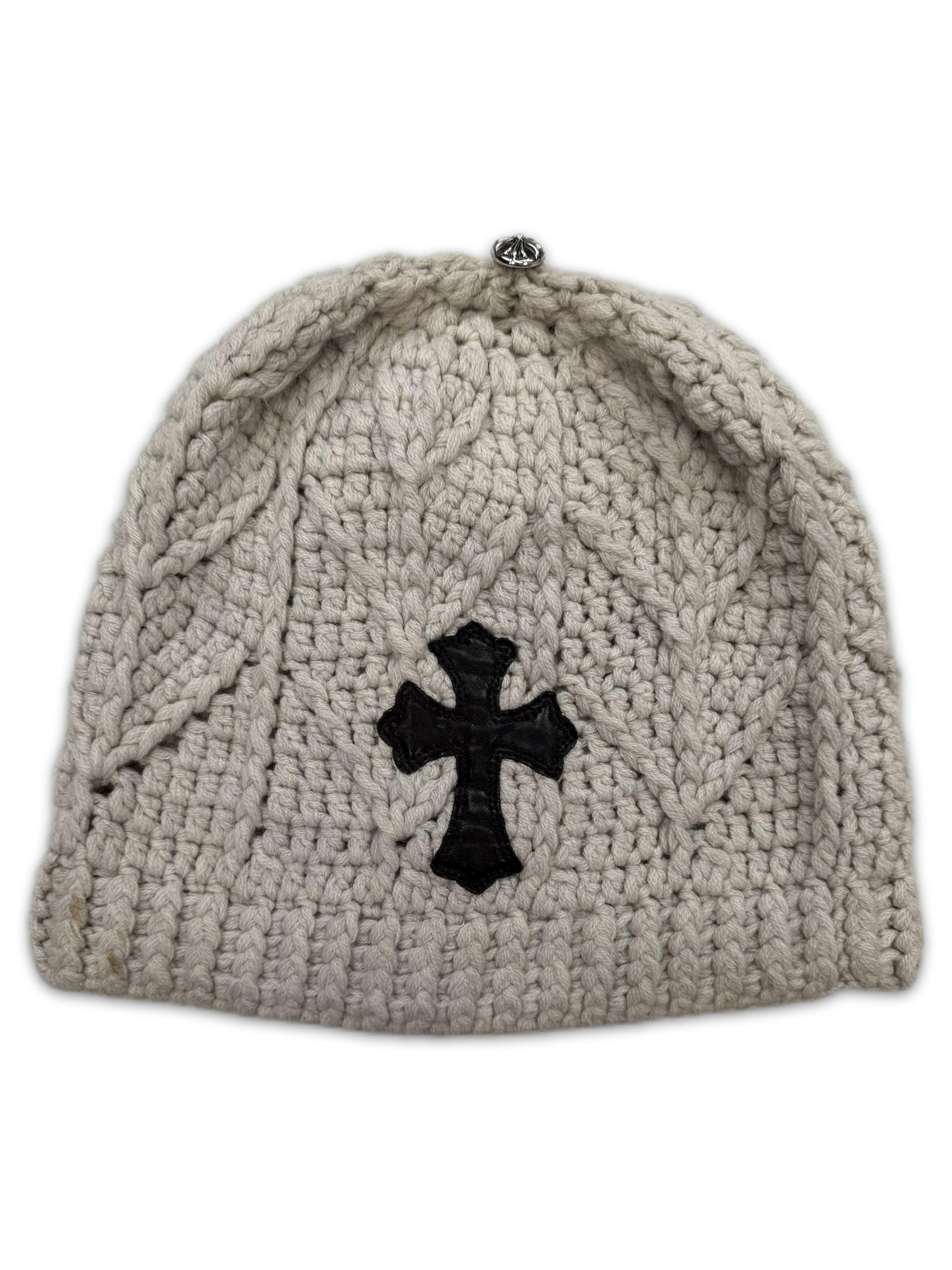 Chrome Hearts Knitted ‘Cross Patch’ .925 Silver Cashmere Beanie