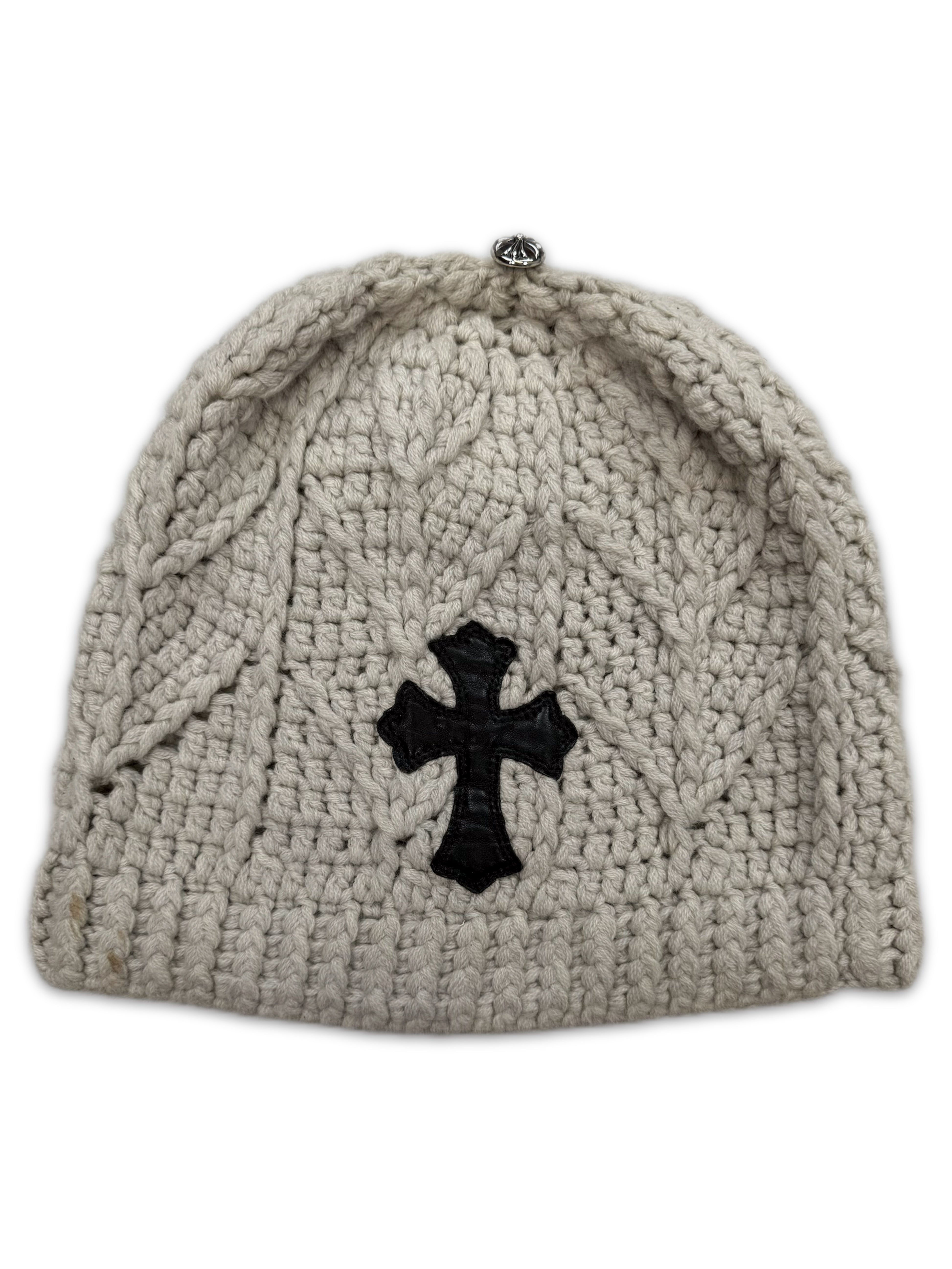 Chrome Hearts Knitted ‘Cross Patch’ .925 Silver Cashmere Beanie