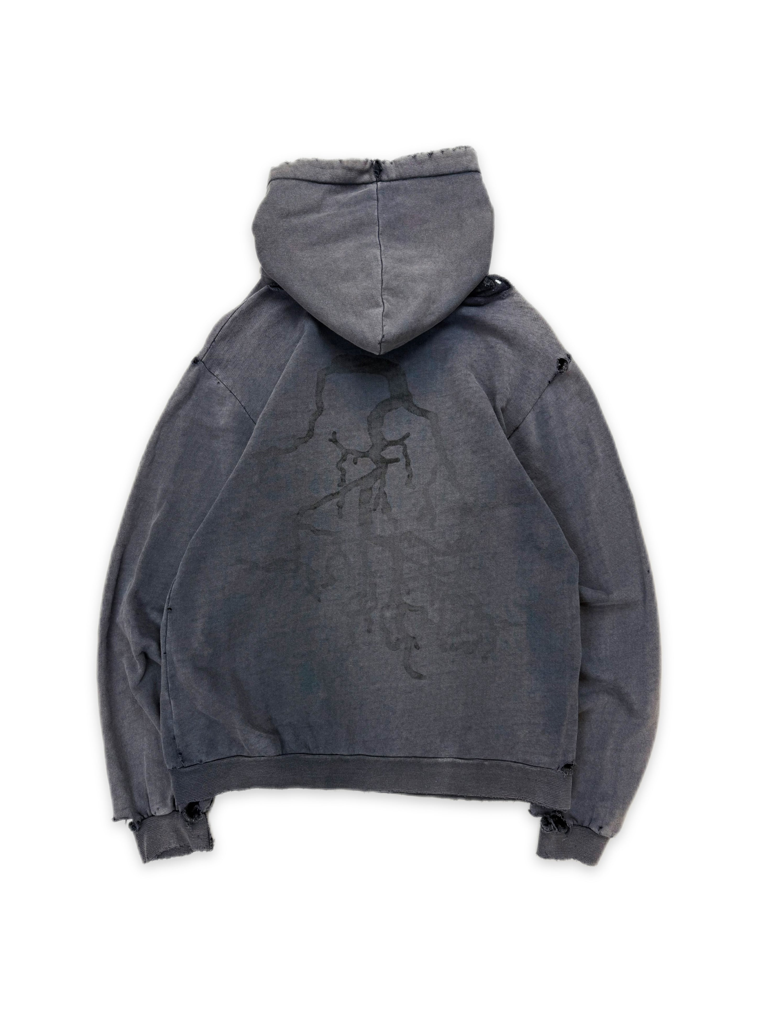 AW02 Raf Simons ‘Roots’ Virginia Creeper Sun Faded Black Hoodie