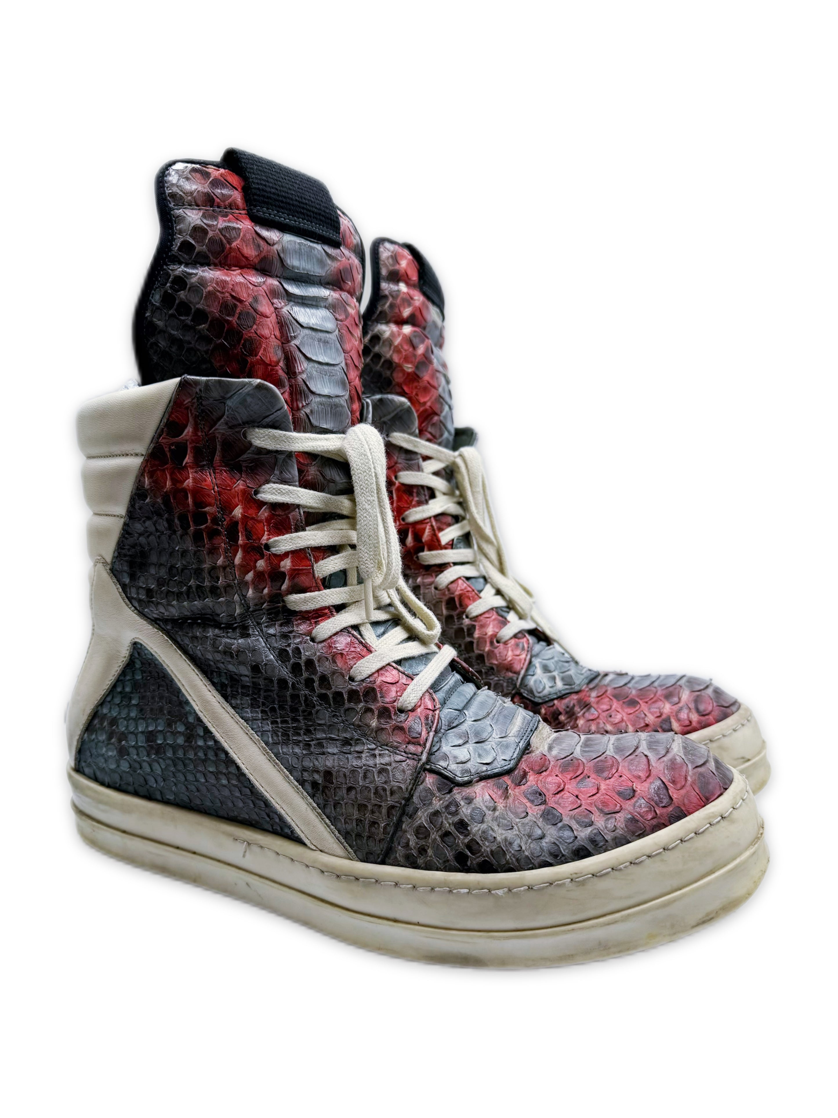 AW22 Rick Owens Painted Python Skin Gradient Geobasket Sneakers