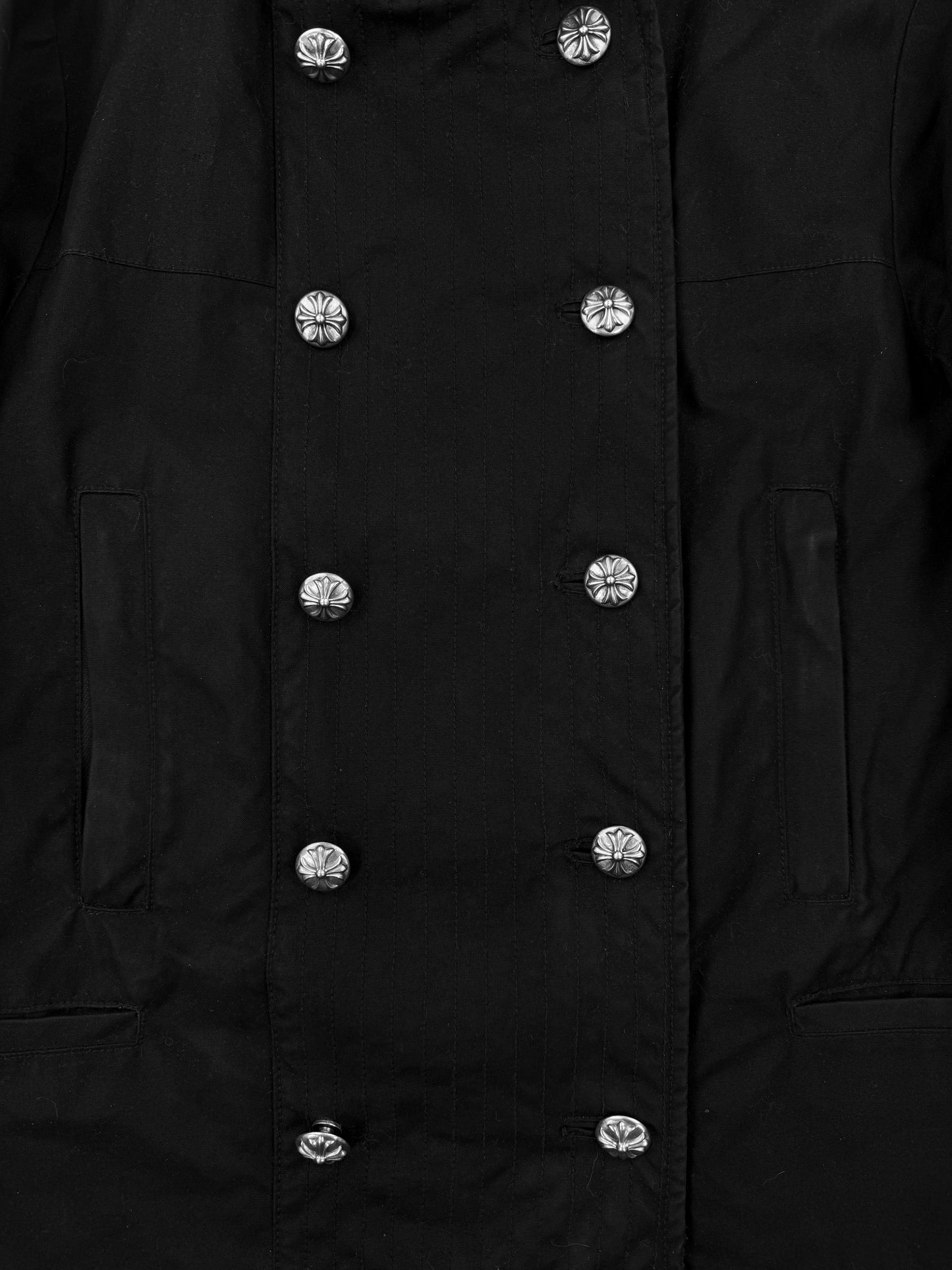 Chrome Hearts Dagger Zip Fleur Back Lined Black Peacoat