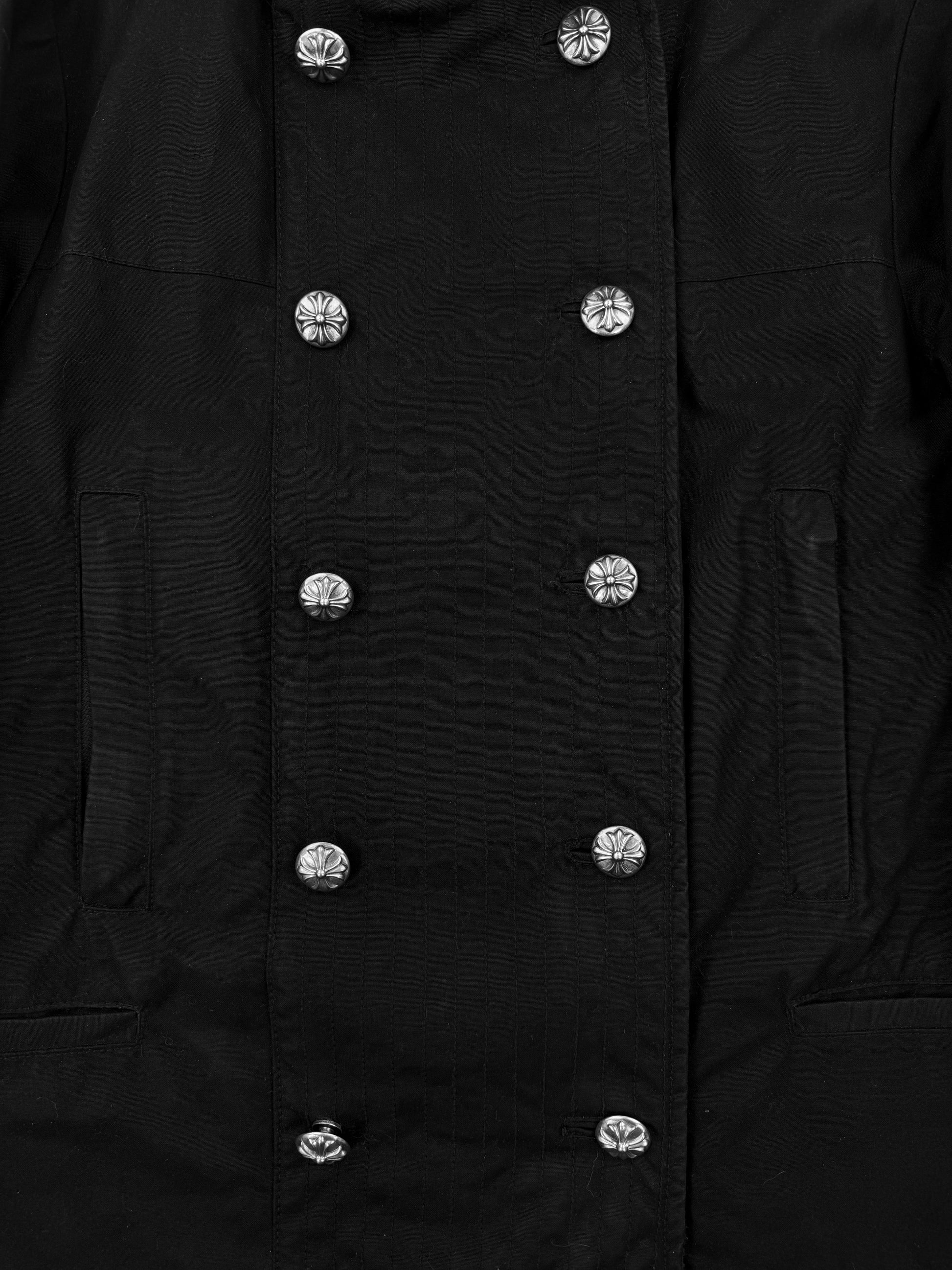 Chrome Hearts Dagger Zip Fleur Back Lined Black Peacoat